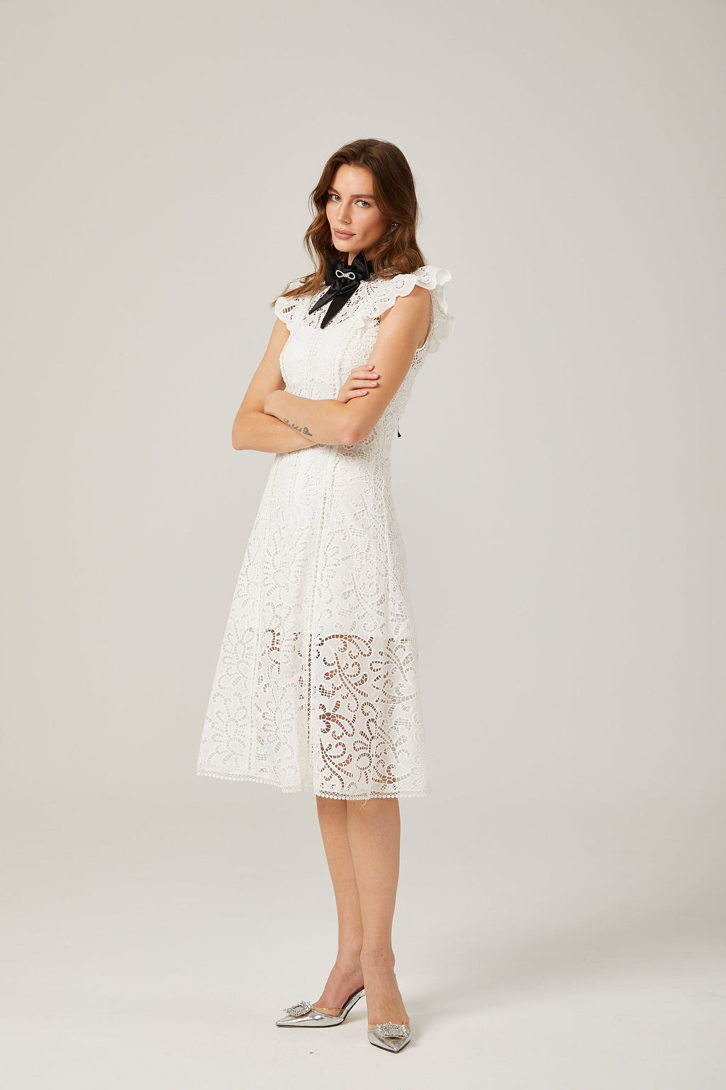 Chloé dantel mini elbise