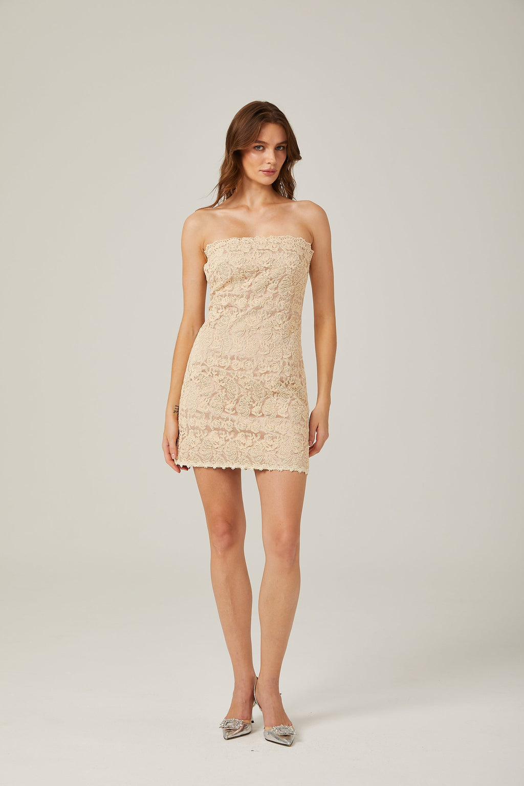 Charlotte dantel mini elbise