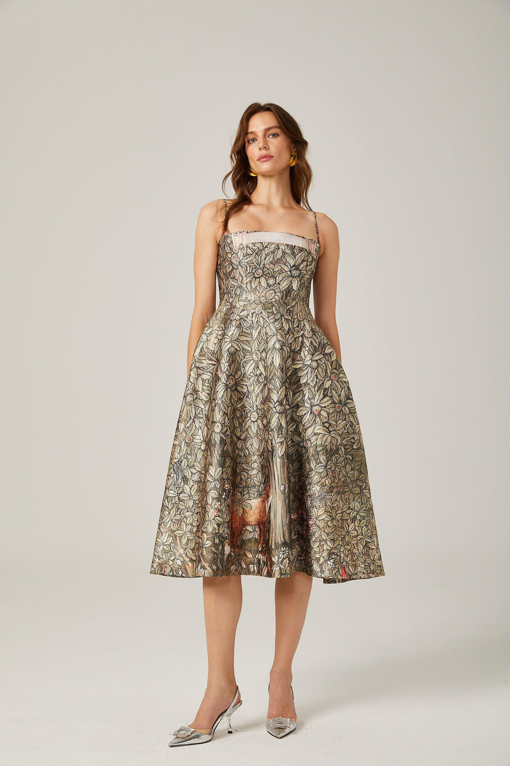 Claudia desen midi elbise