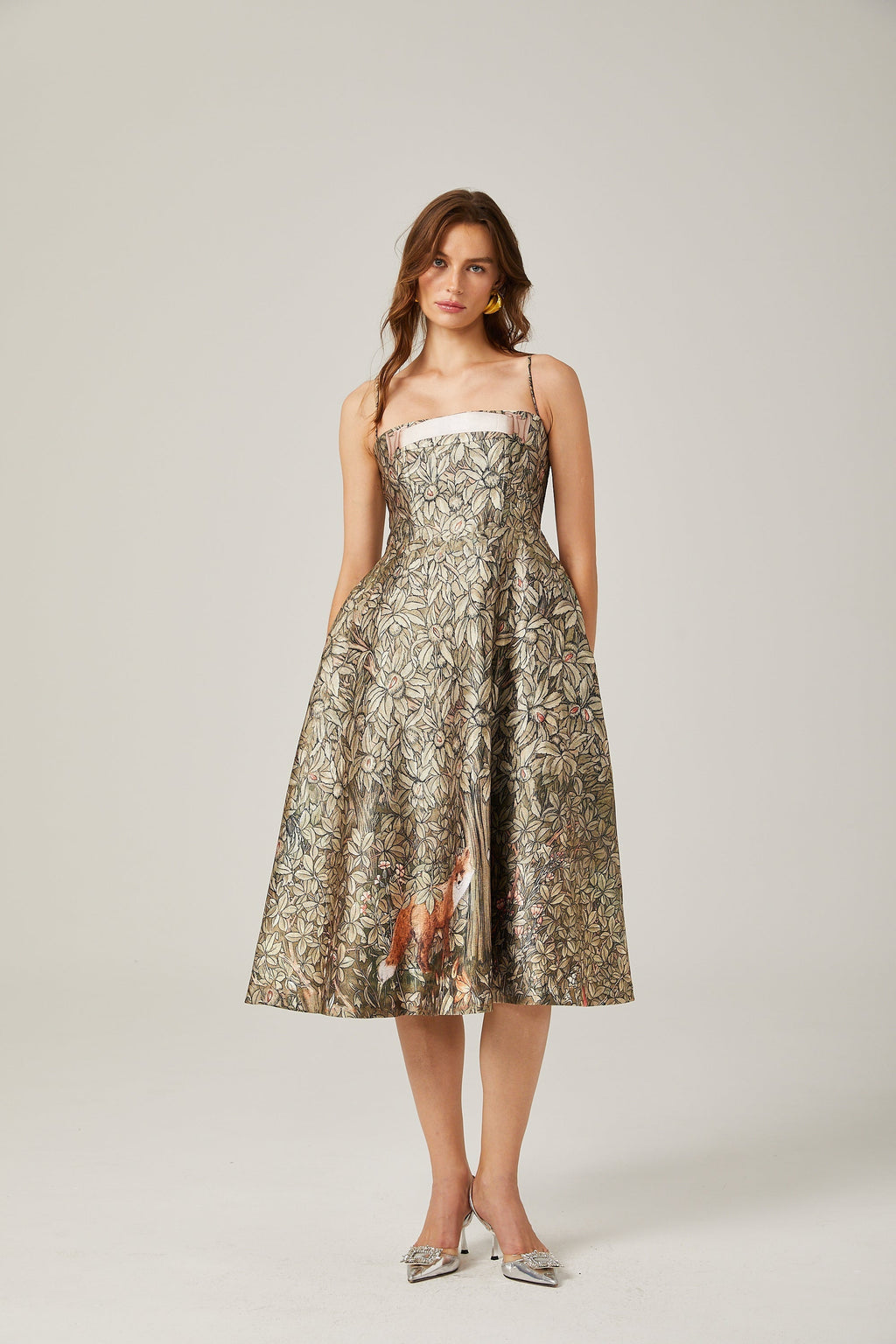 Claudia desen midi elbise