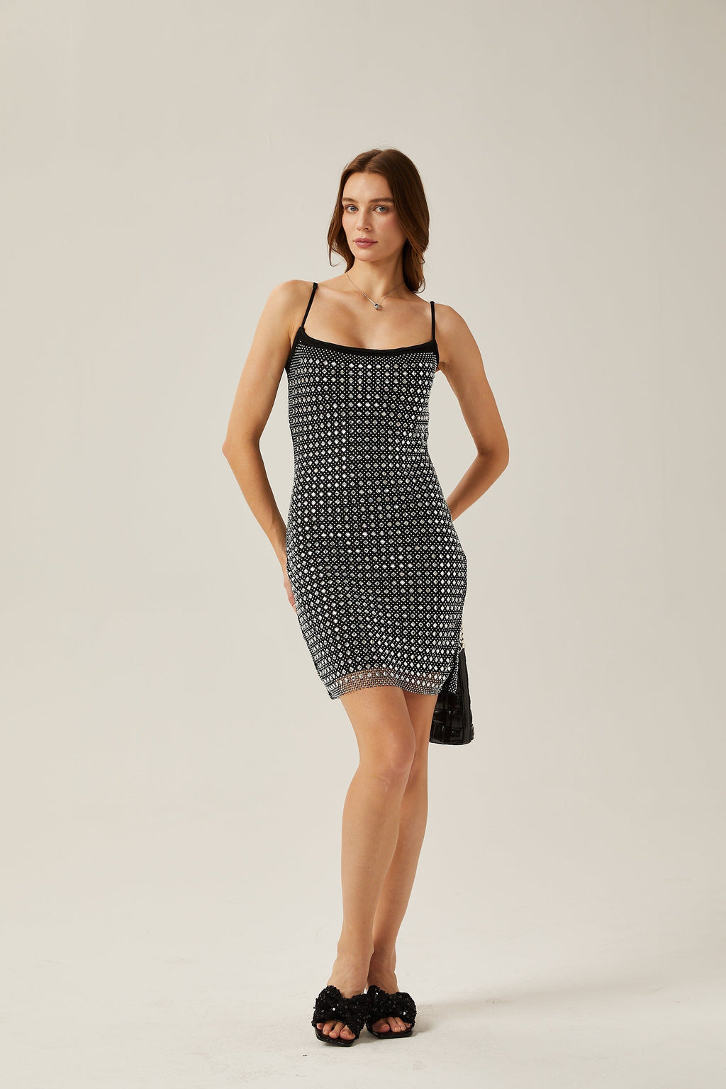 Clotilde kristal mini elbise