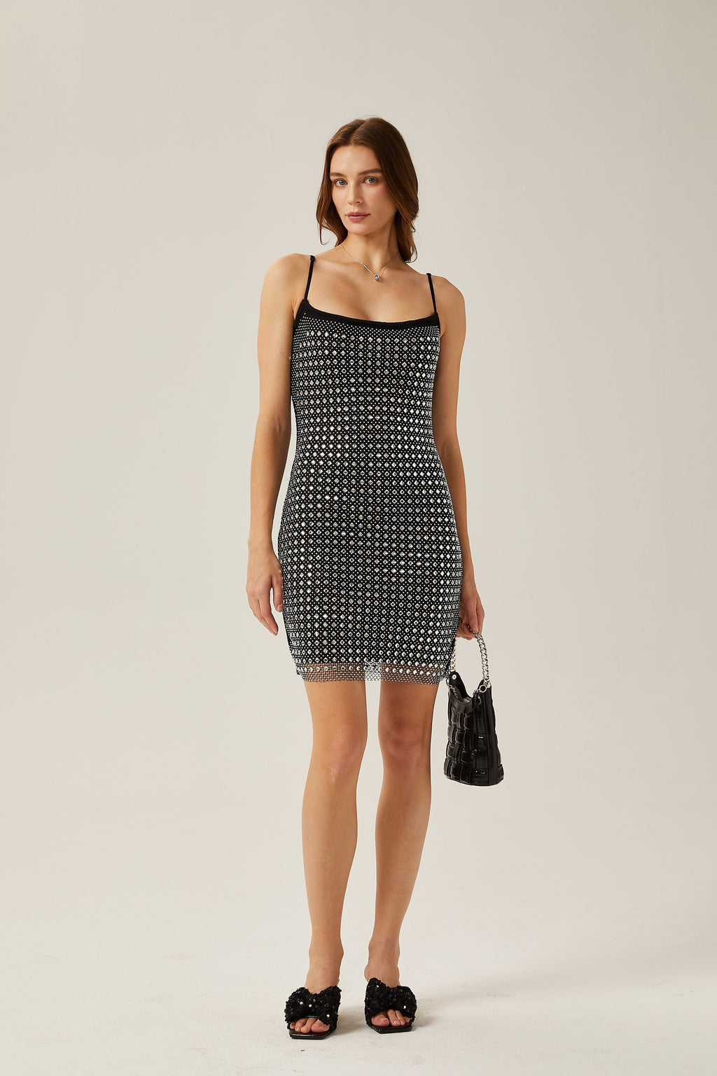 Clotilde kristal mini elbise