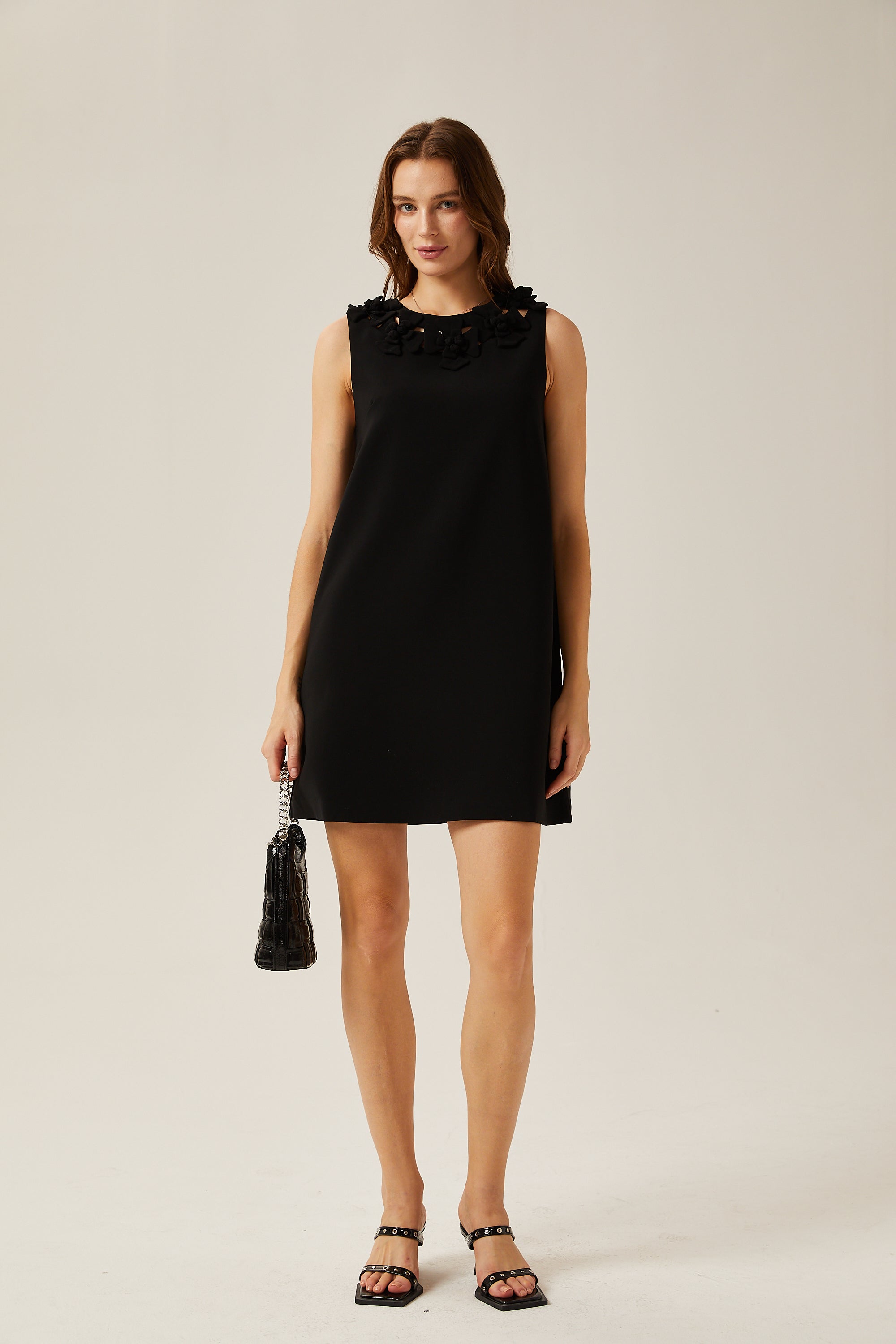 Daphné çiçek mini elbise