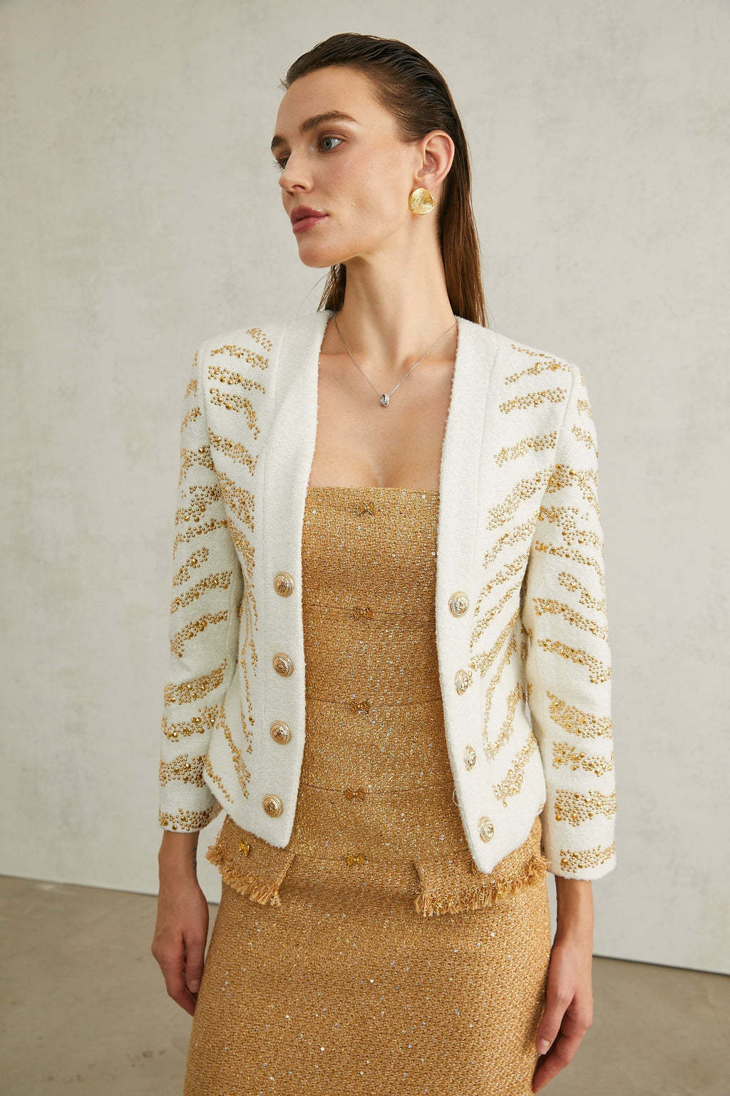 Calla yakasız ceket