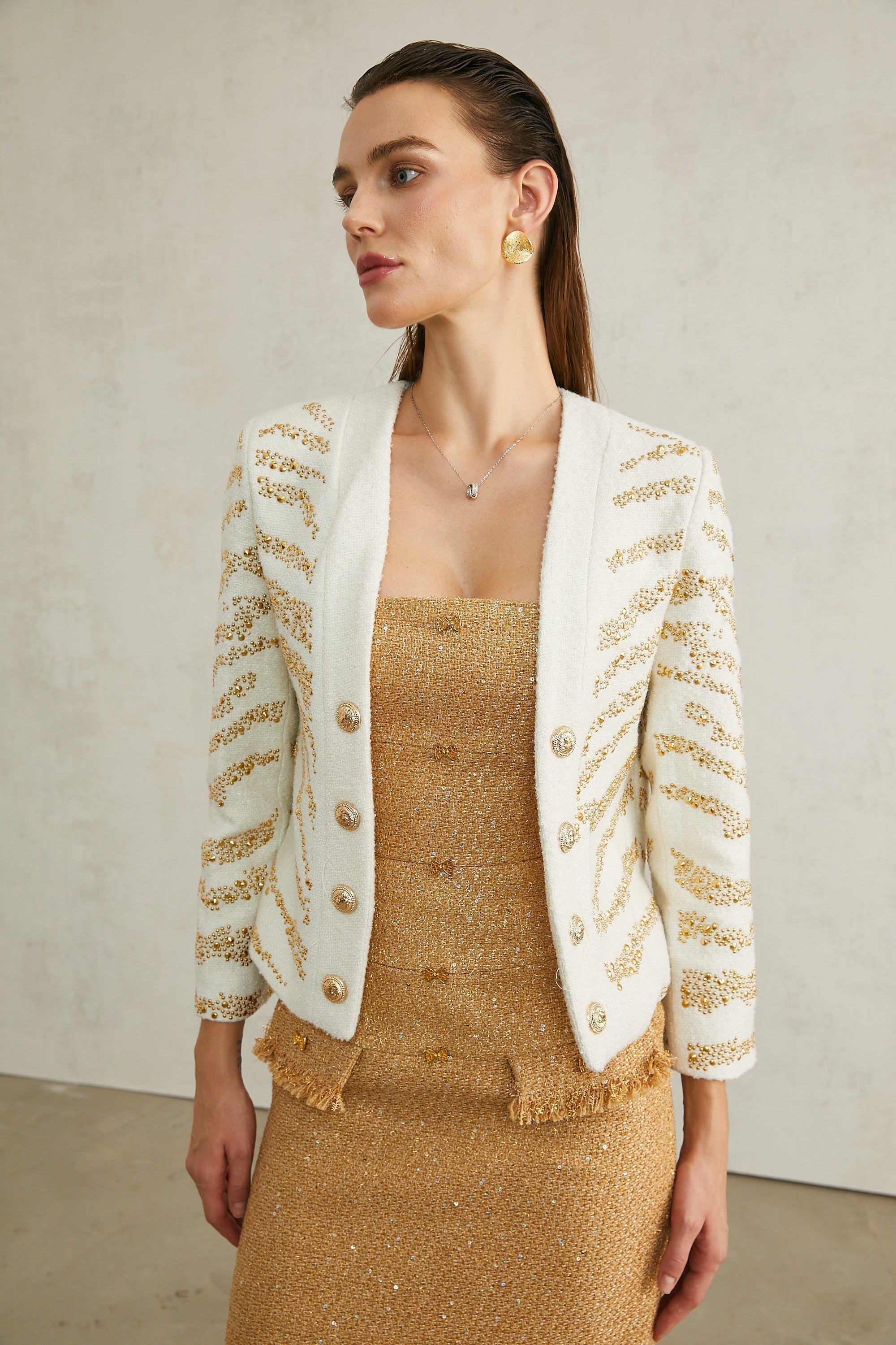 Calla yakasız ceket