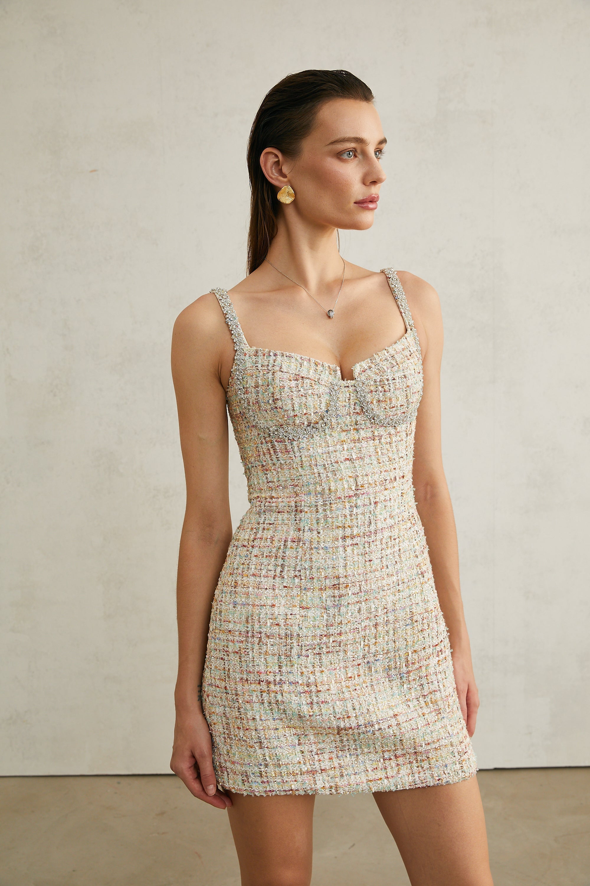 Beatrice kristal mini elbise