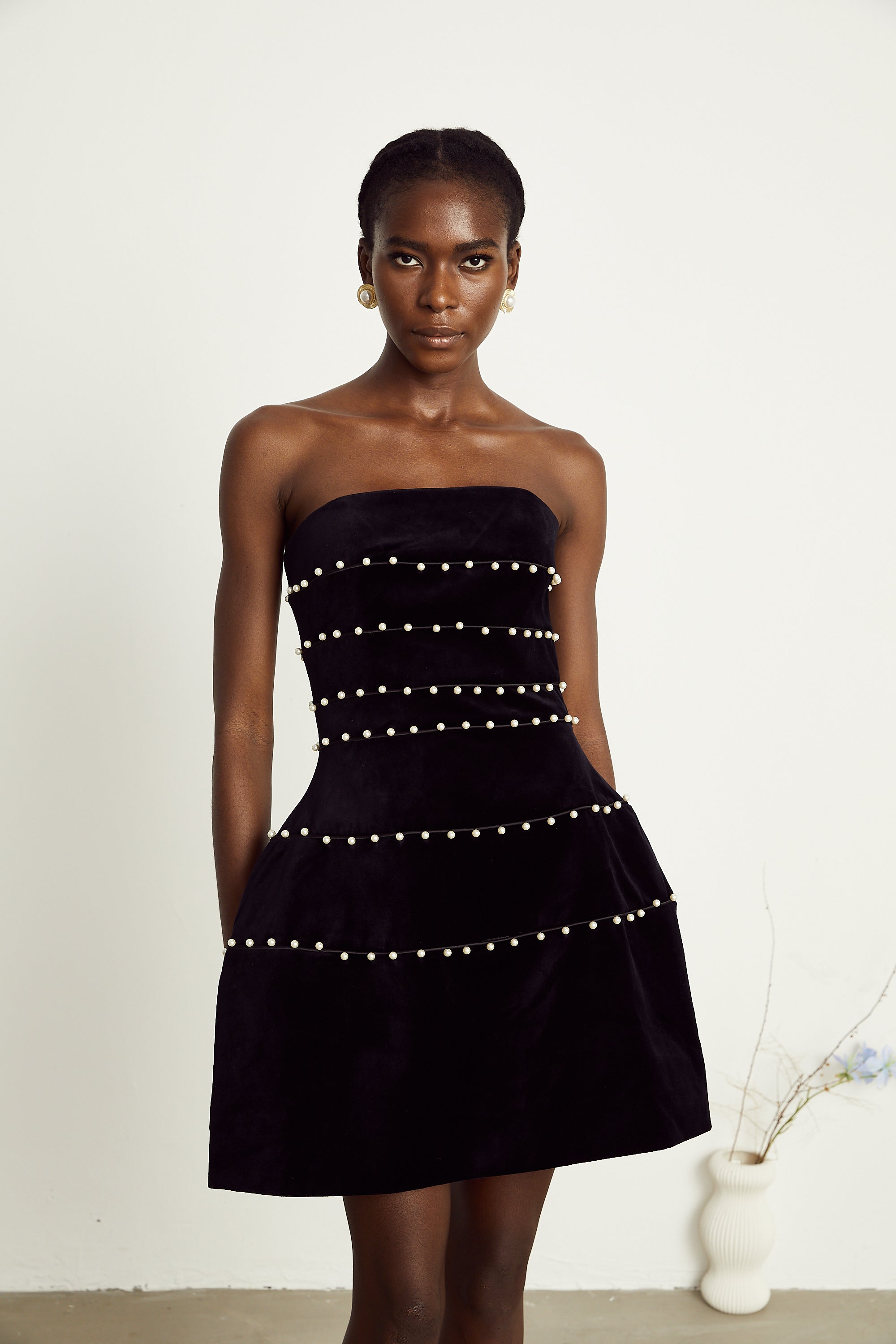 Camille kadife mini elbise