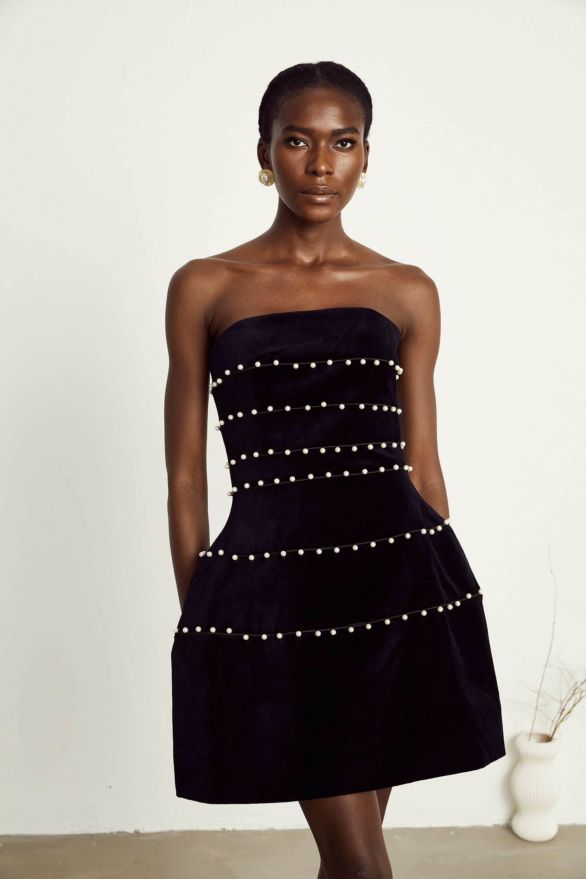 Camille kadife mini elbise