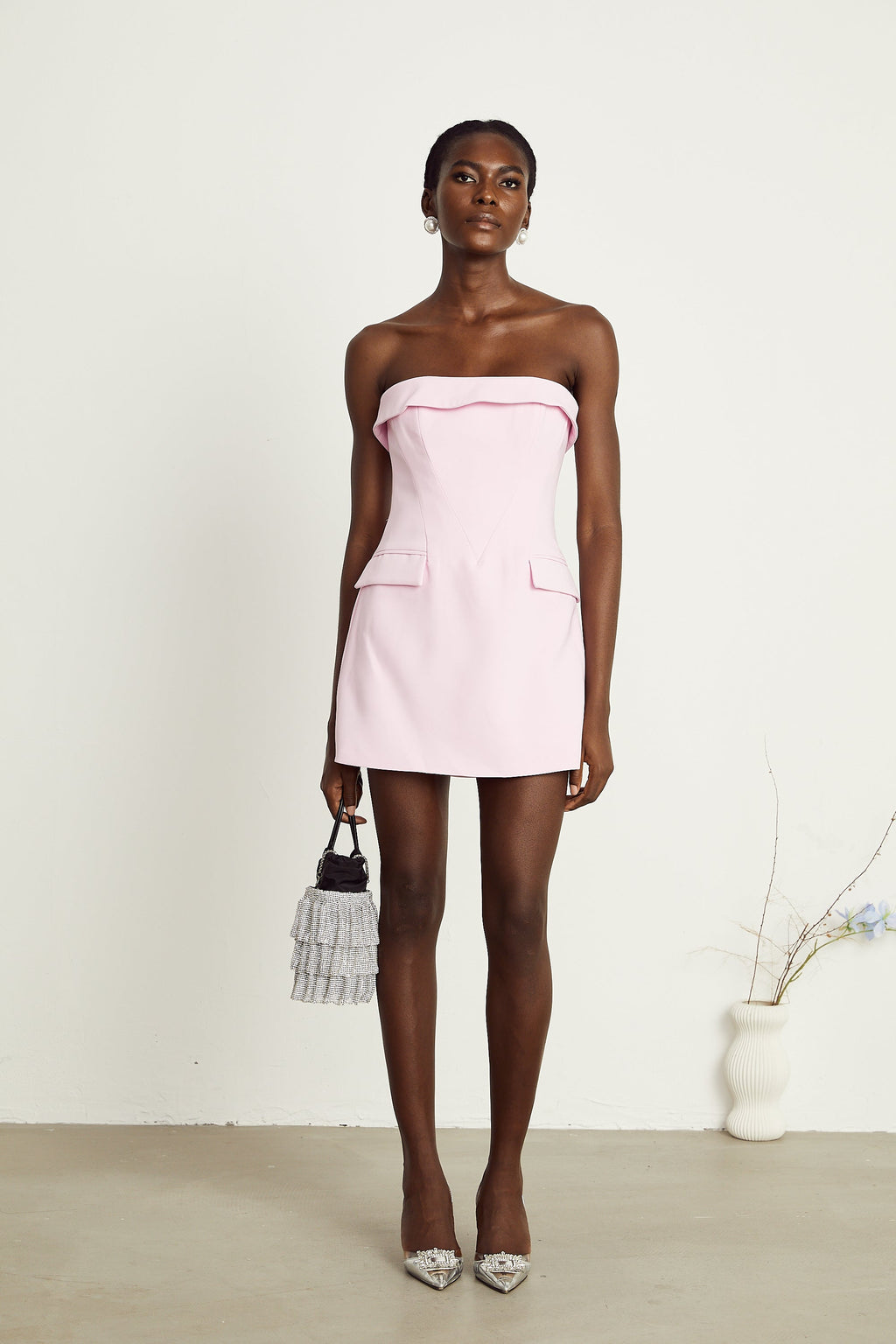 Amelie straplez mini elbise