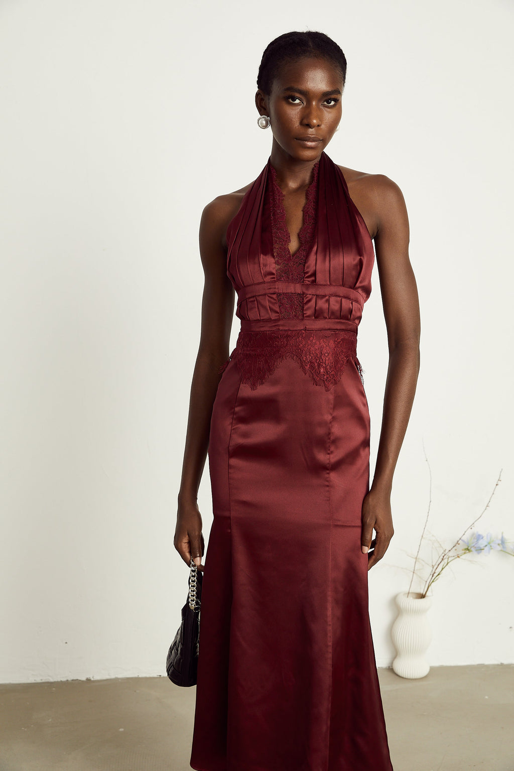 Chloé dantel midi elbise