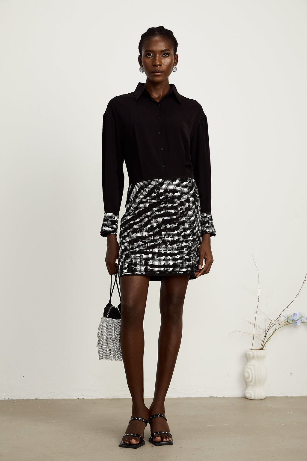 Colette saten mini elbise