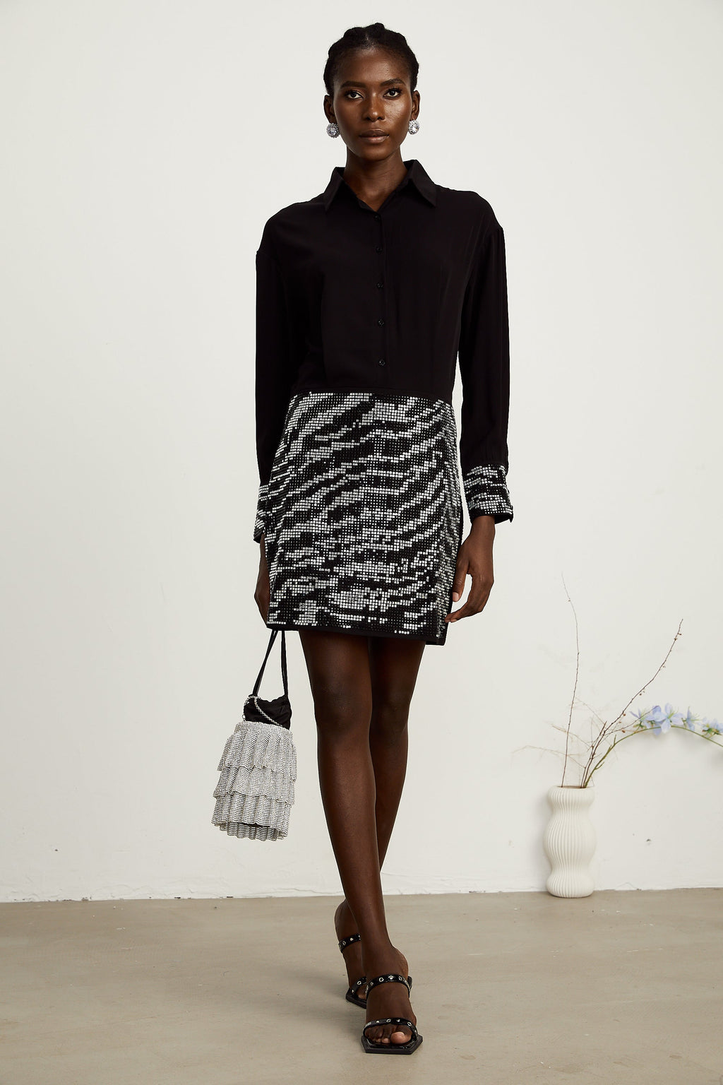 Colette saten mini elbise