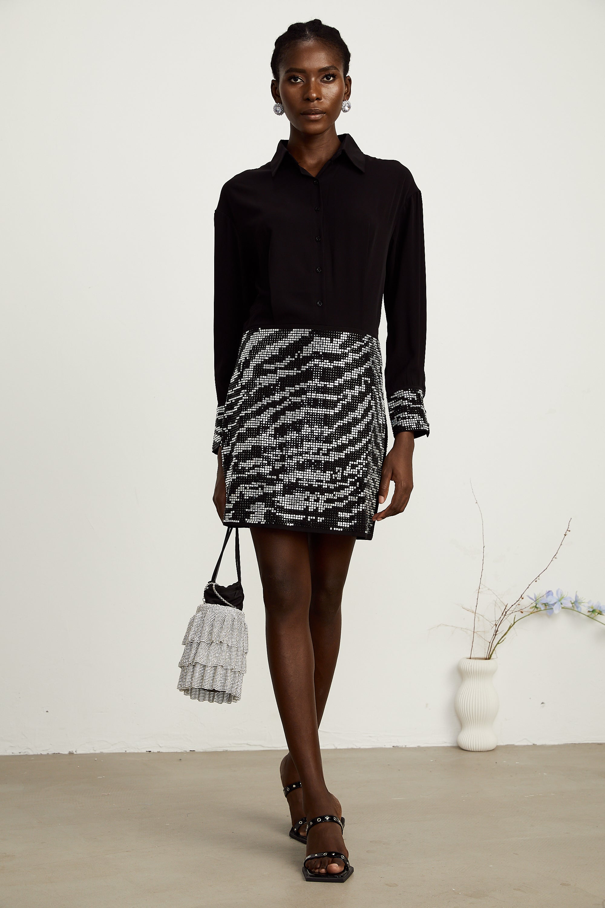 Colette saten mini elbise