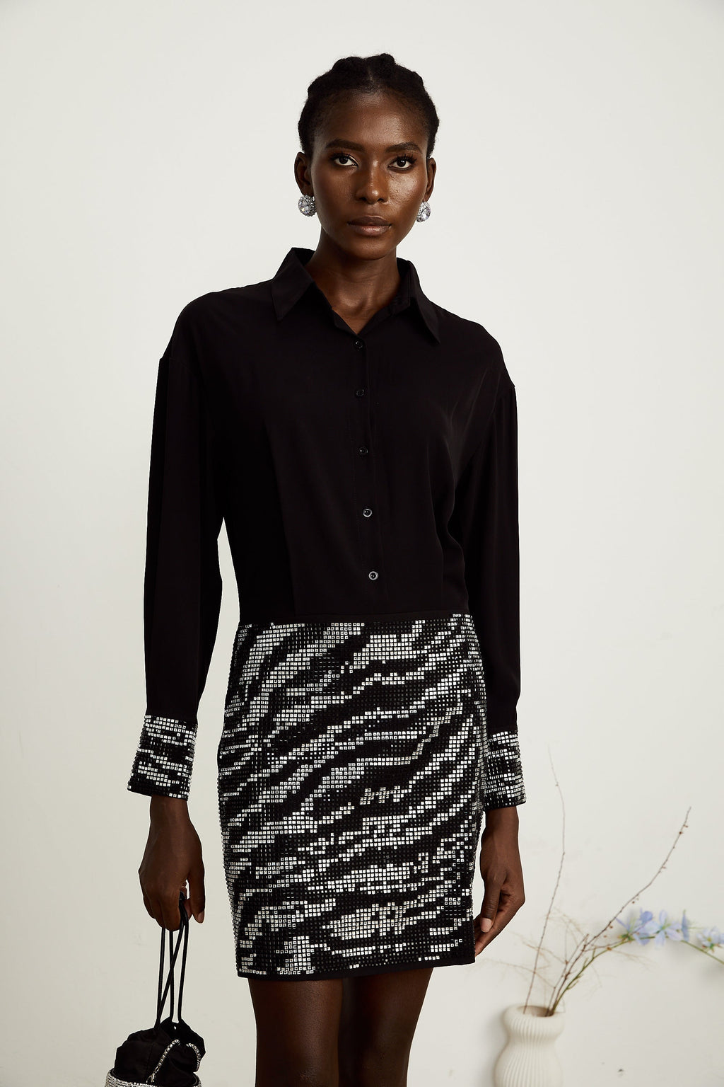 Colette saten mini elbise