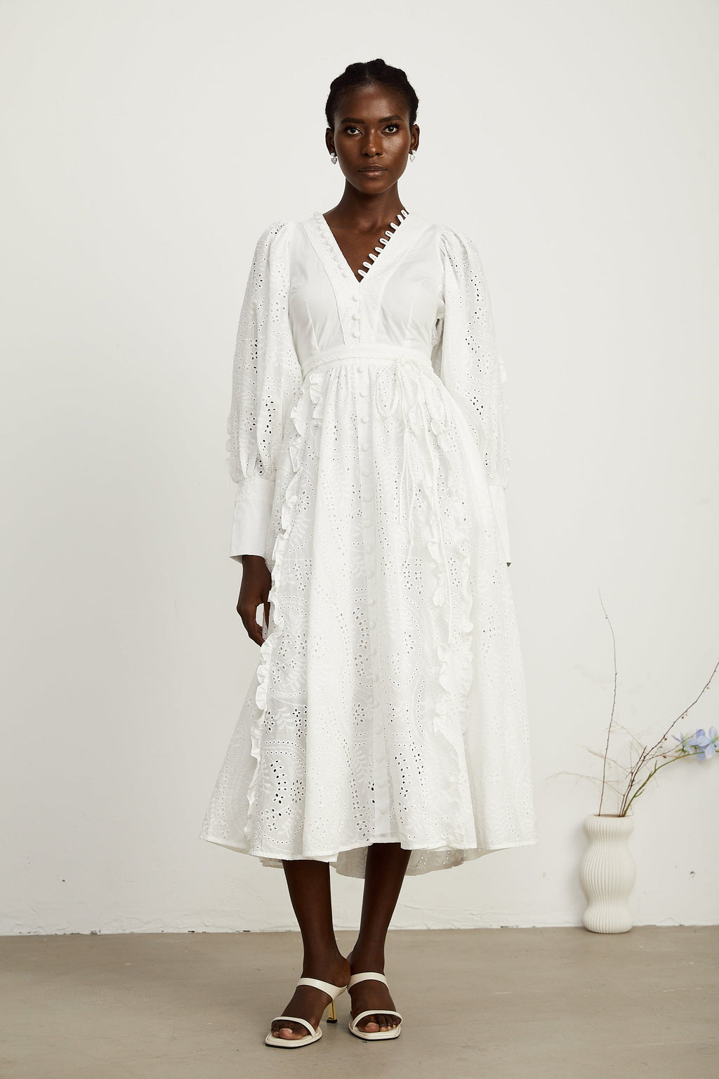 Caroline çiçek midi elbise