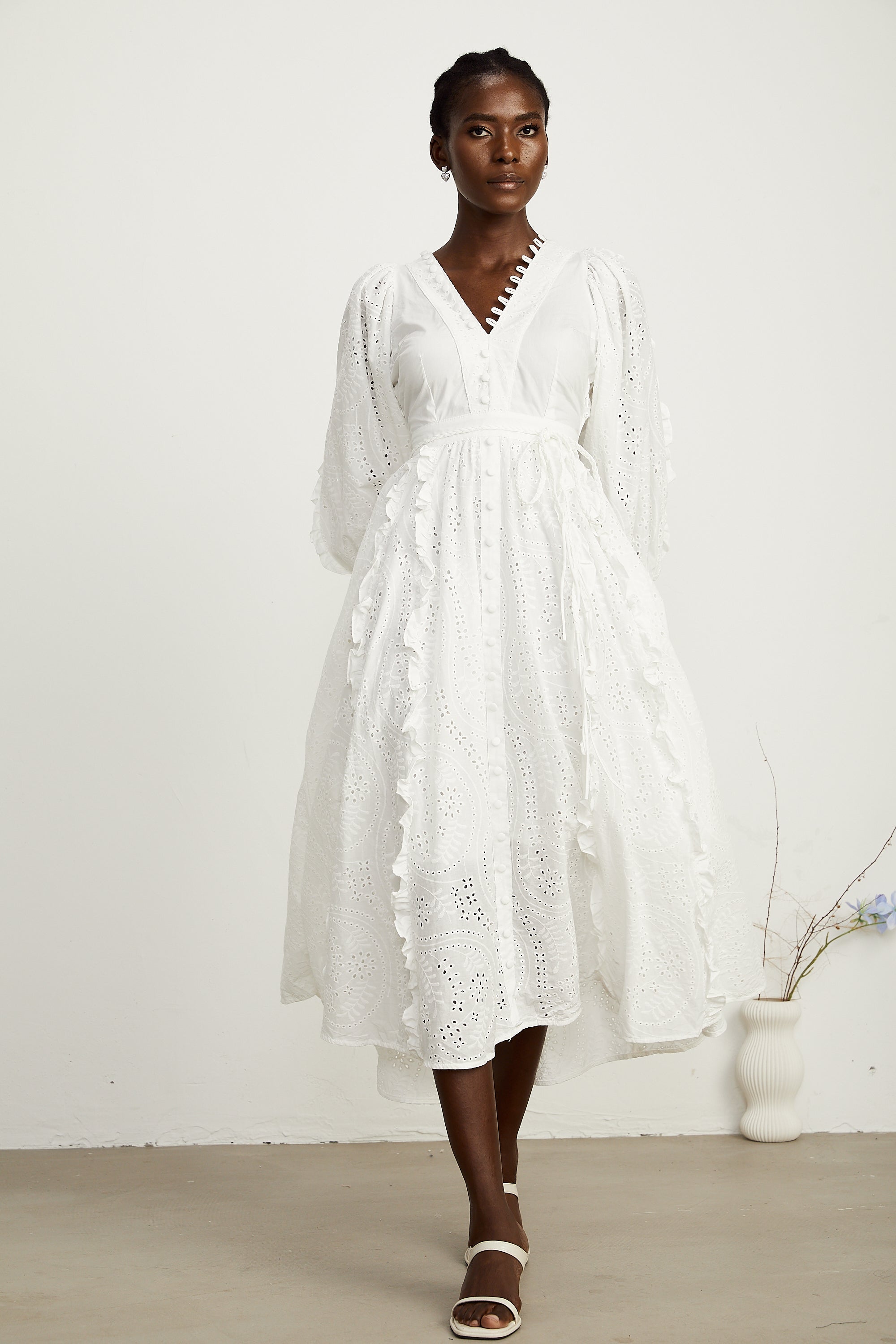 Caroline çiçek midi elbise