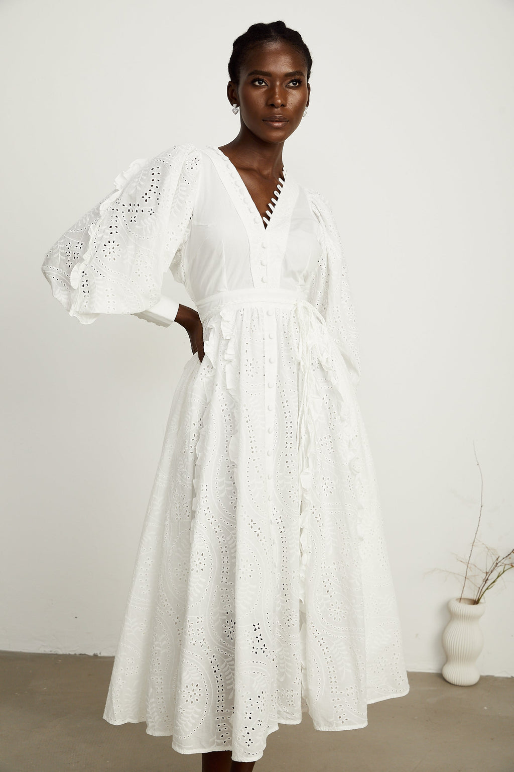 Caroline çiçek midi elbise