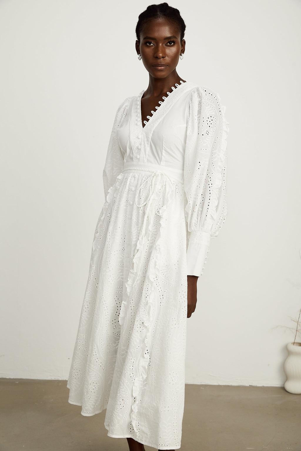 Caroline çiçek midi elbise