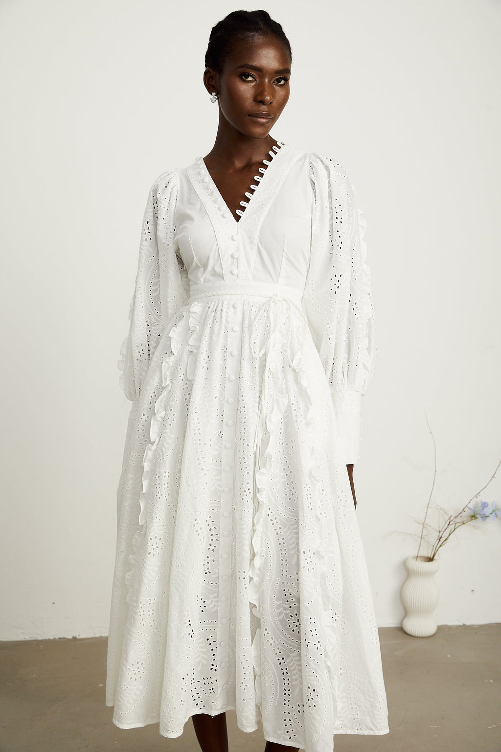 Caroline çiçek midi elbise