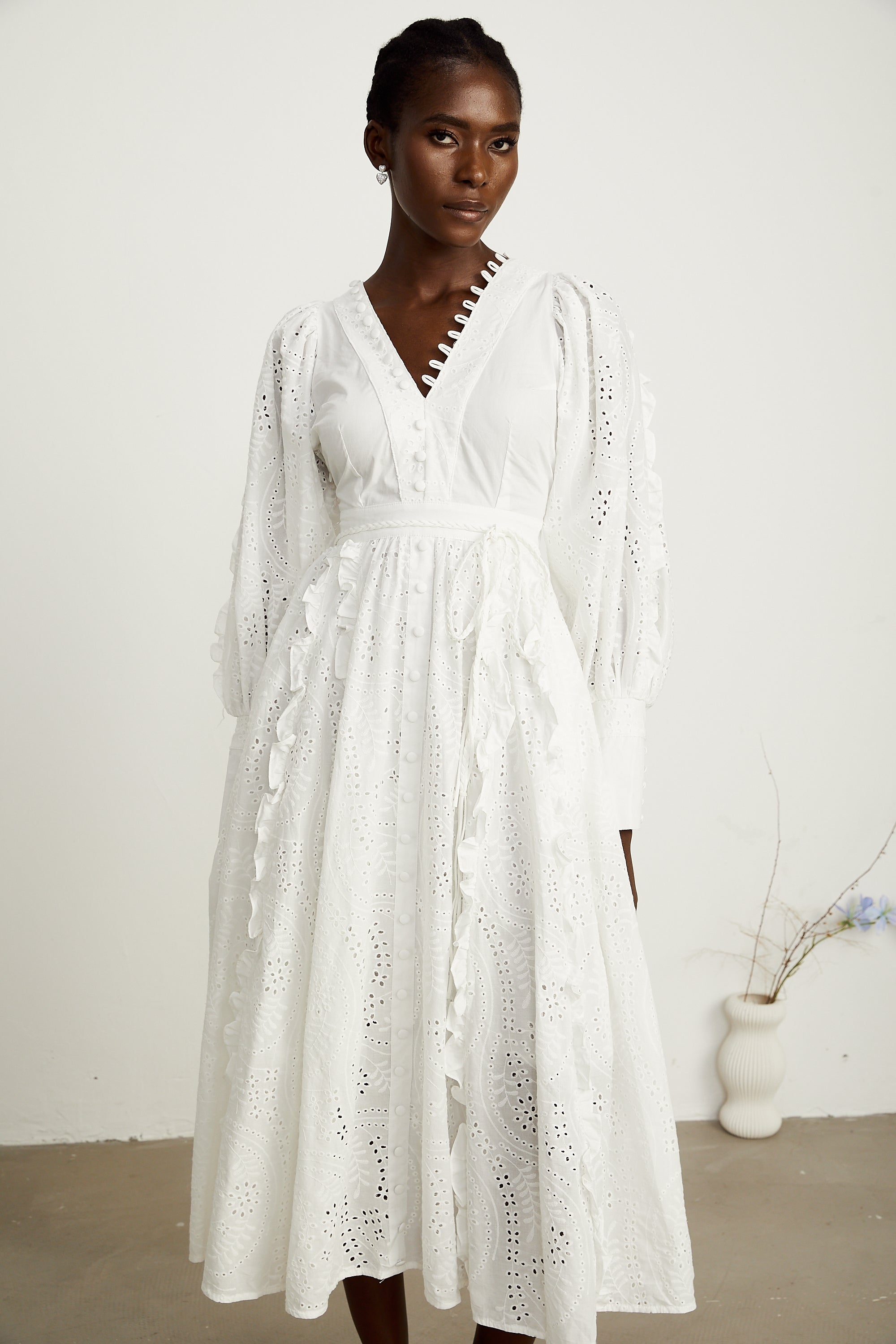 Caroline çiçek midi elbise