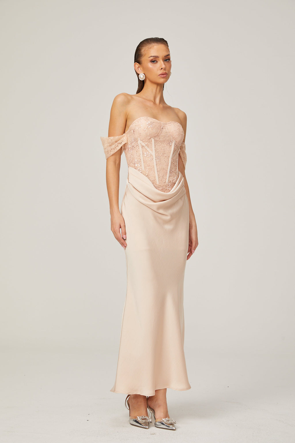 Ariane dantel midi elbise