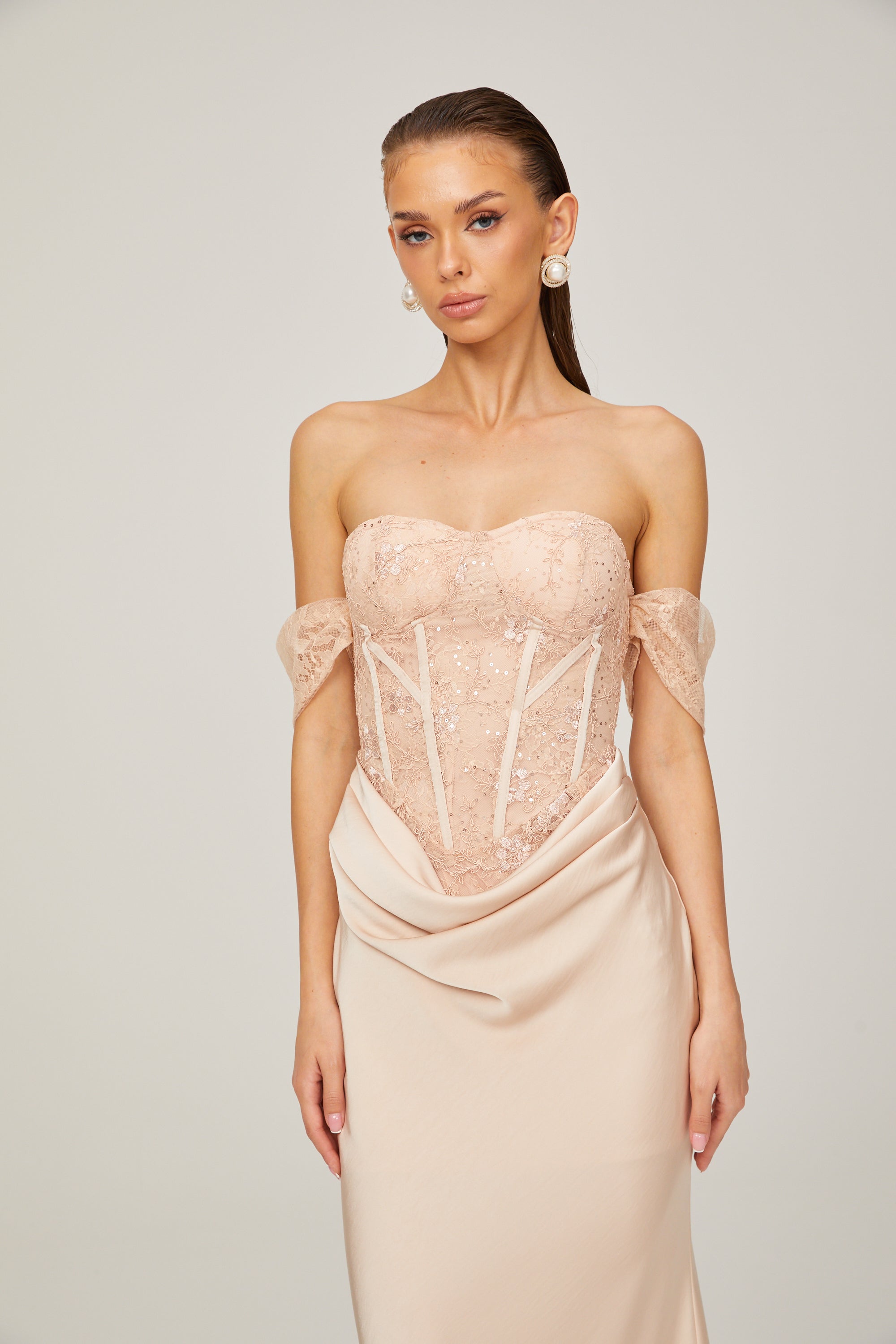 Ariane dantel midi elbise