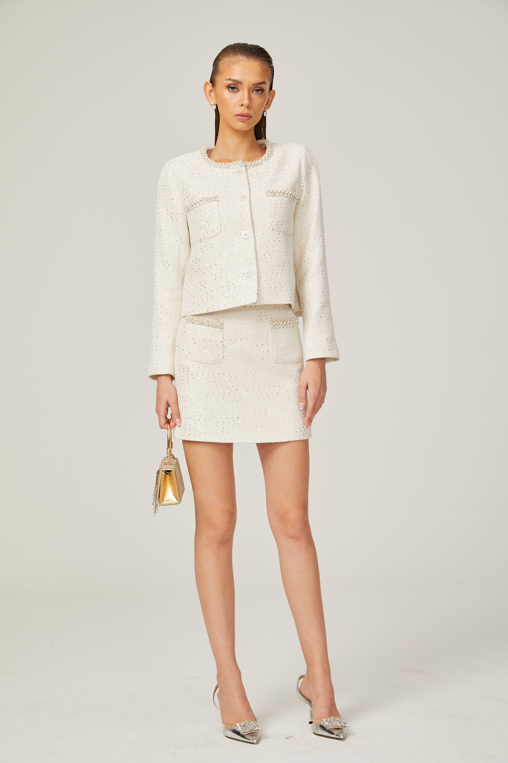 Capucine payet ceket ve etek takım