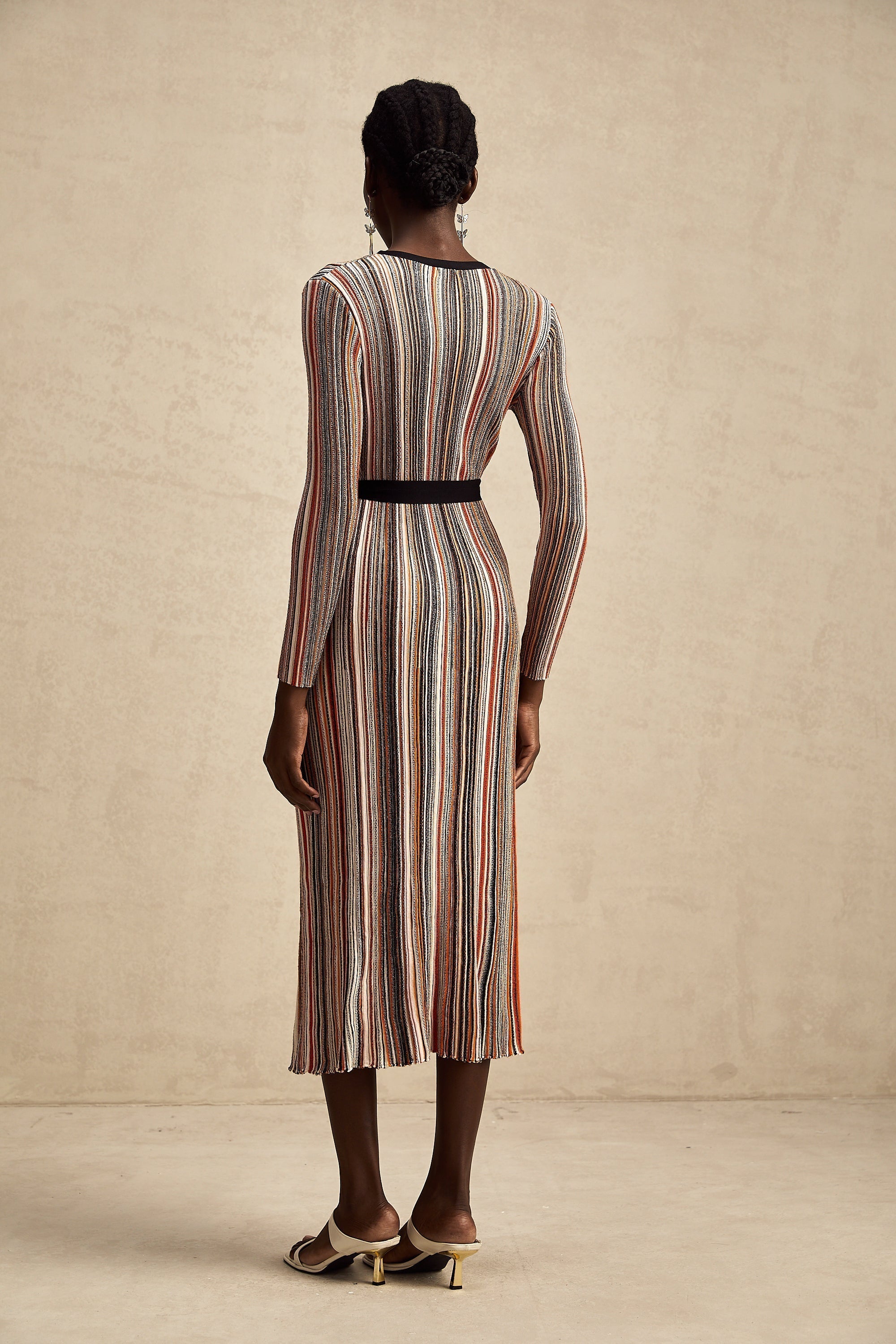 Adèle Stripe Midi Elbise