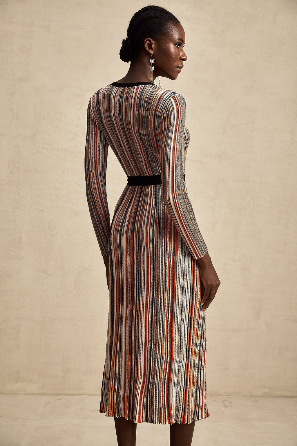 Adèle Stripe Midi Elbise