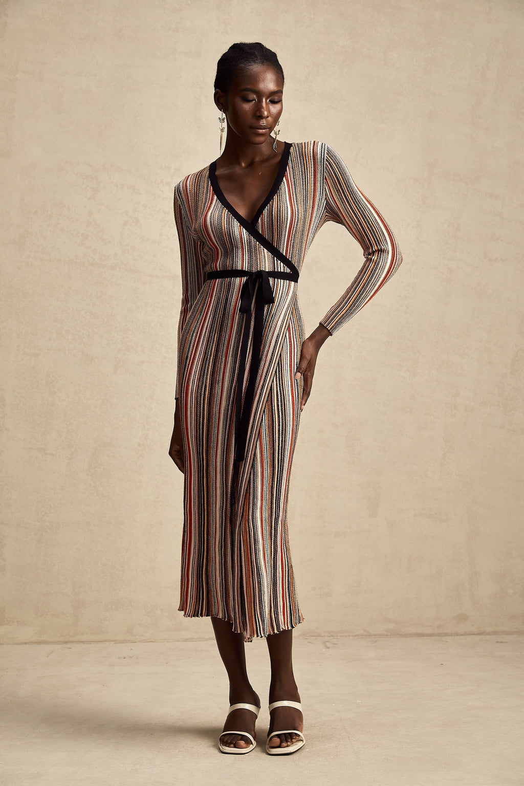 Adèle Stripe Midi Elbise