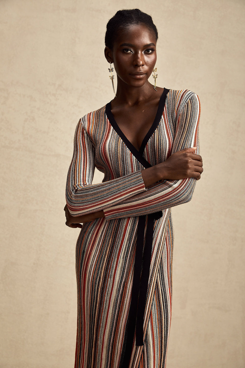 Adèle Stripe Midi Elbise