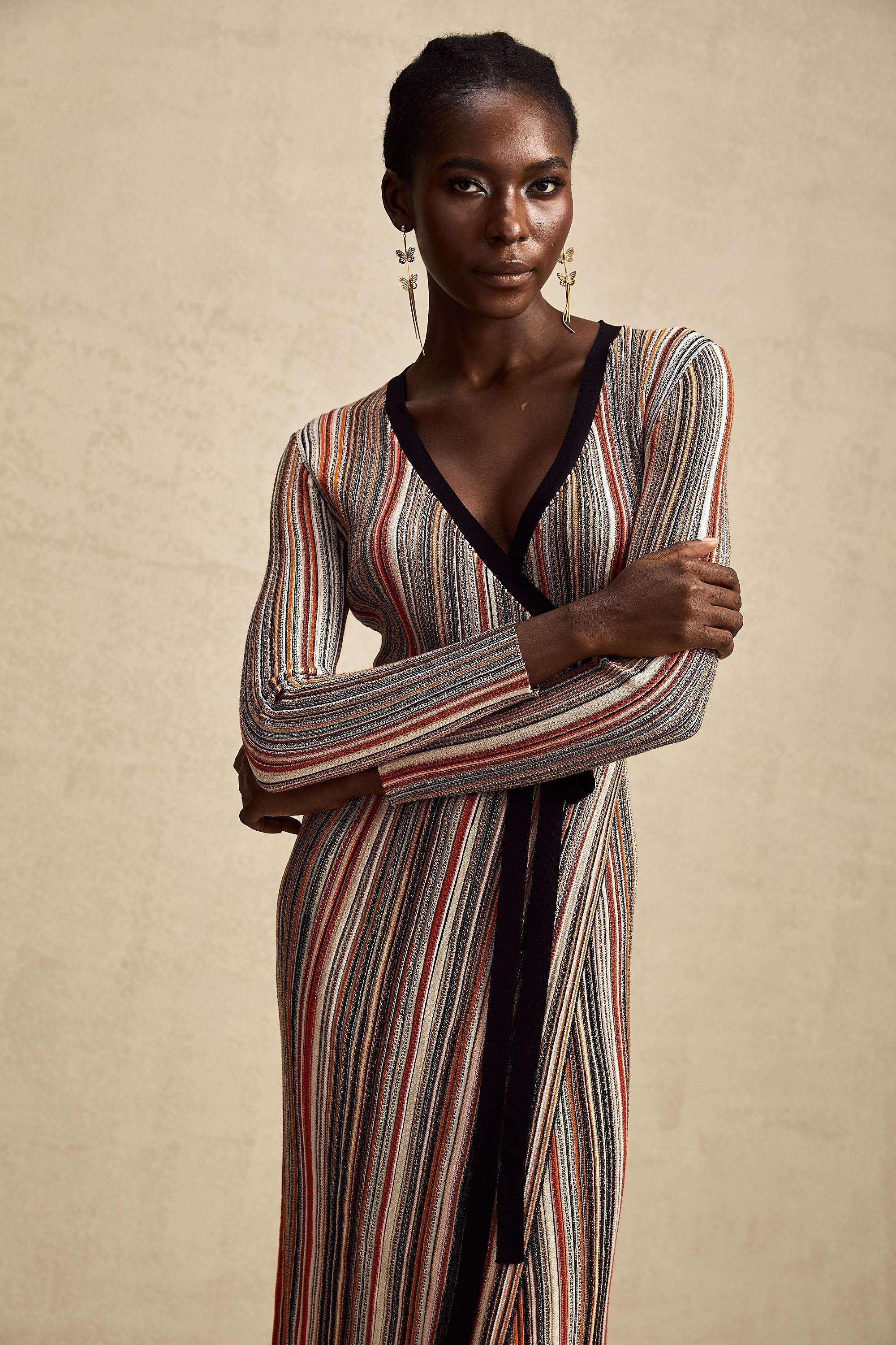 Adèle Stripe Midi Elbise