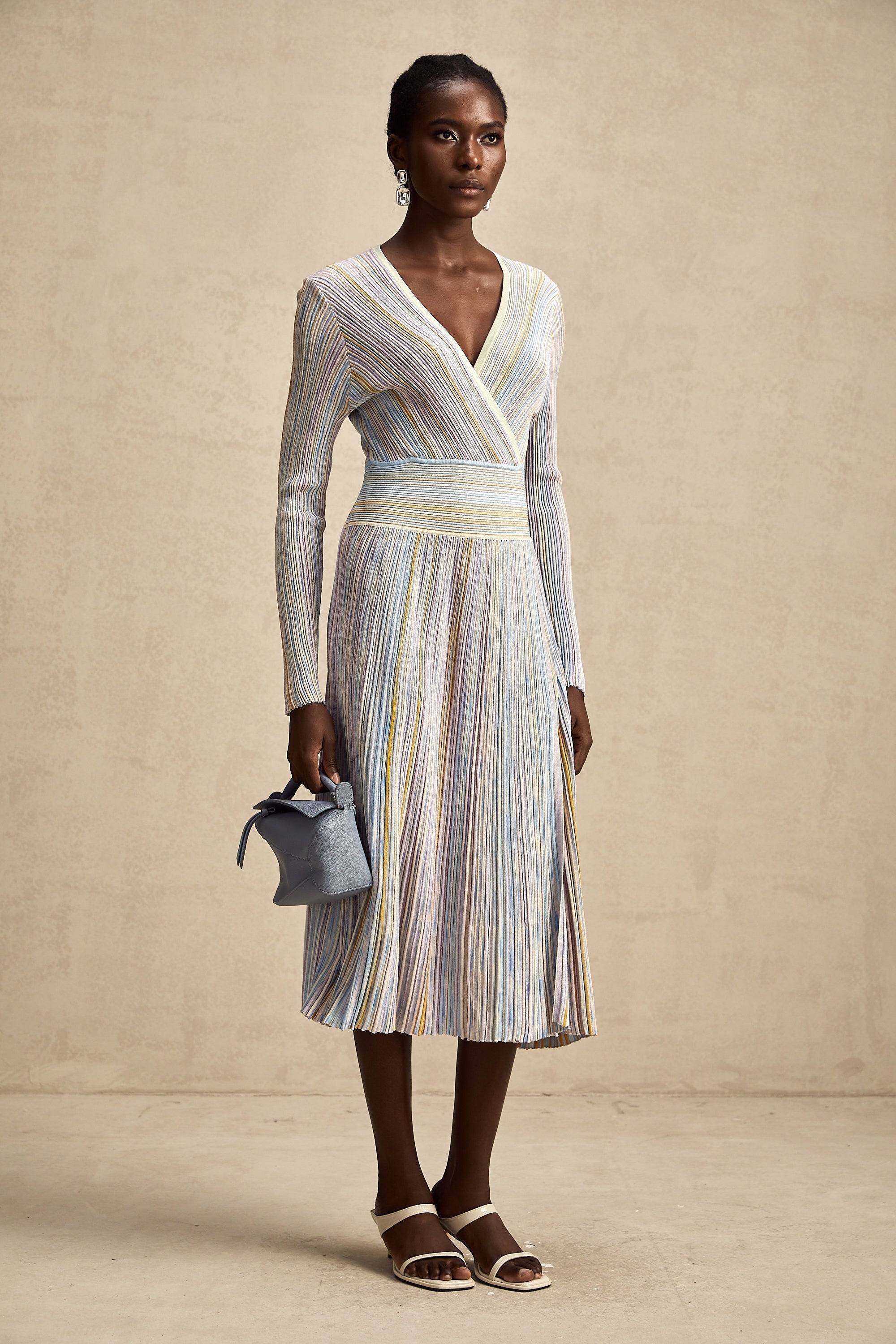 Amelie örme midi elbise