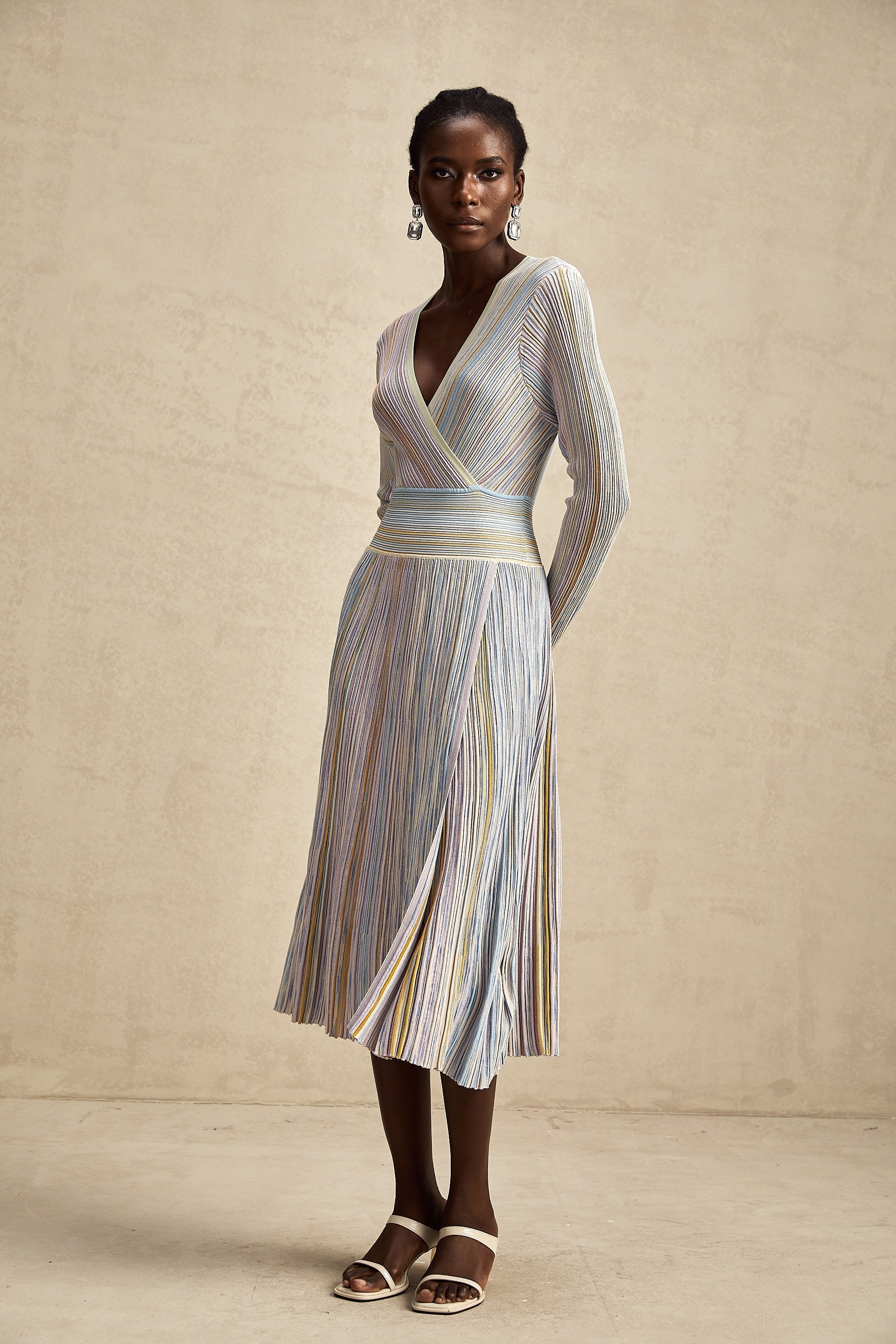 Amelie örme midi elbise