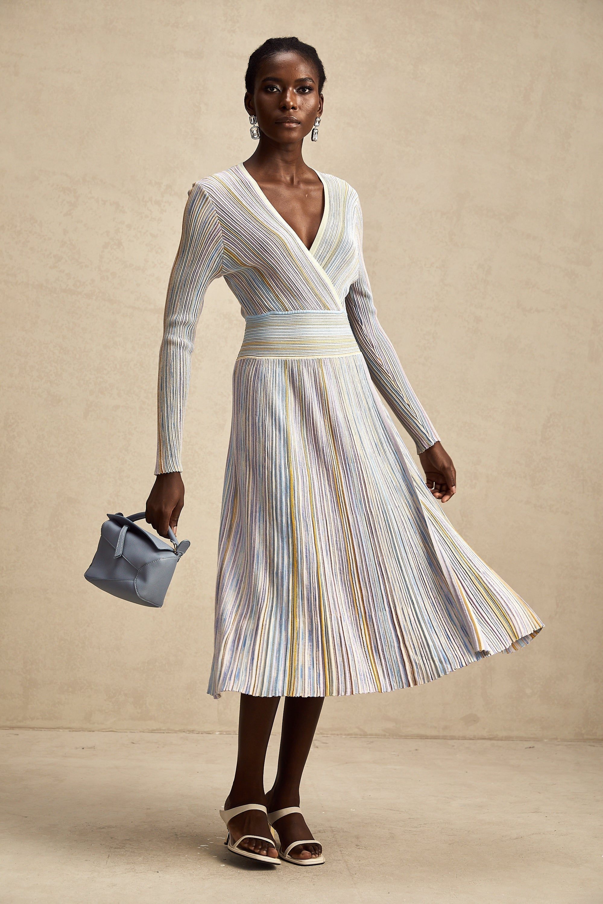 Amelie örme midi elbise