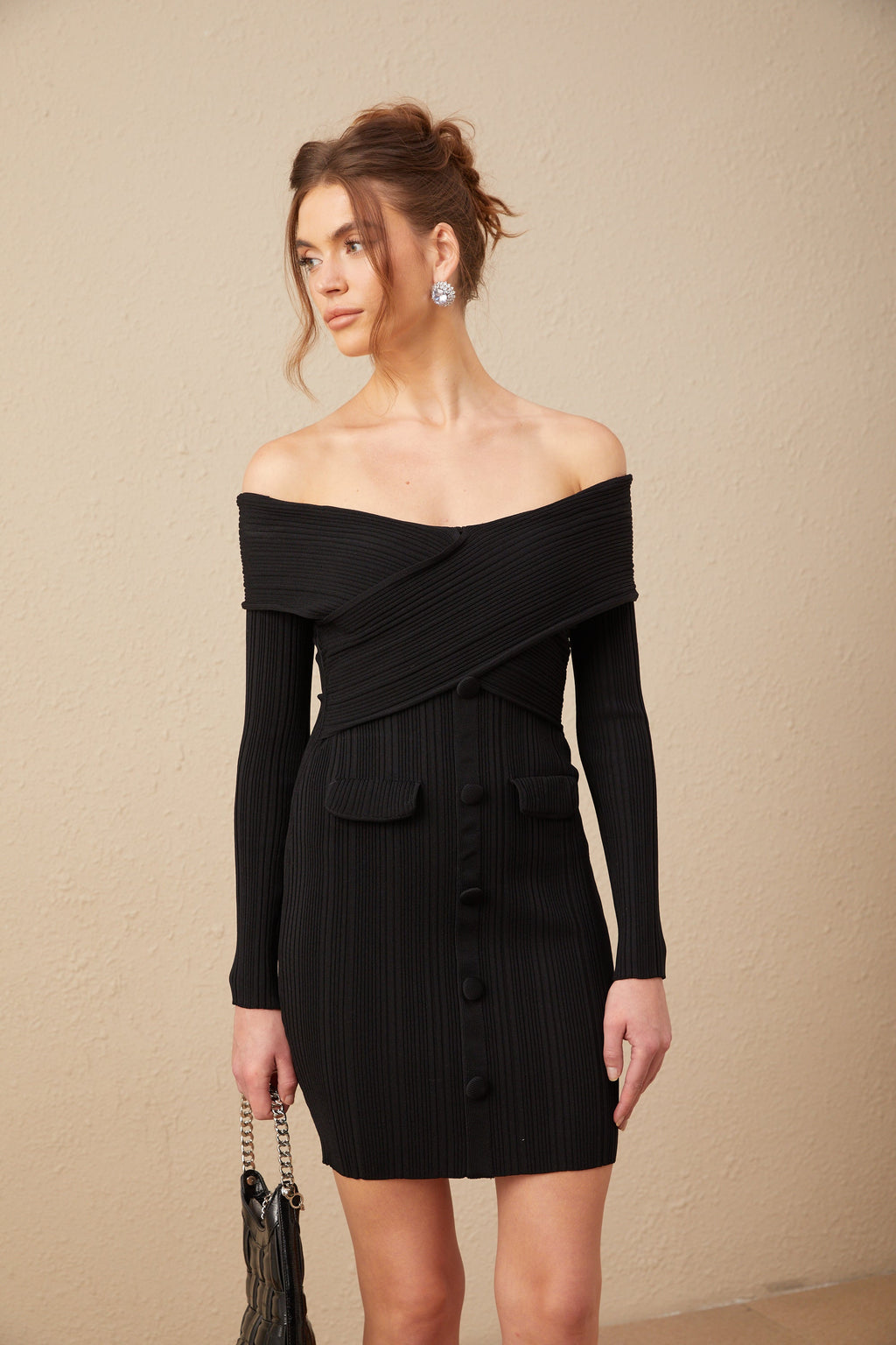 Alice Omuzsuz Ribana Triko Mini Elbise
