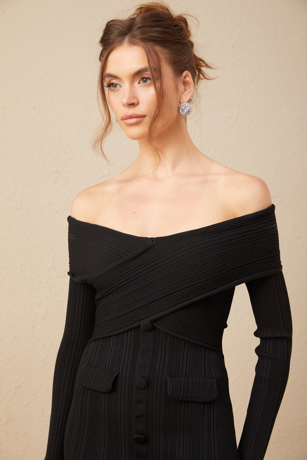 Alice Omuzsuz Ribana Triko Mini Elbise