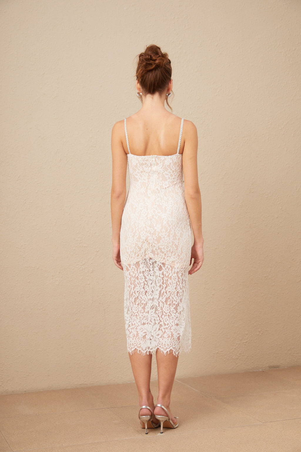 Carmen Kristal Büstiyerli Dantel Midi Elbise