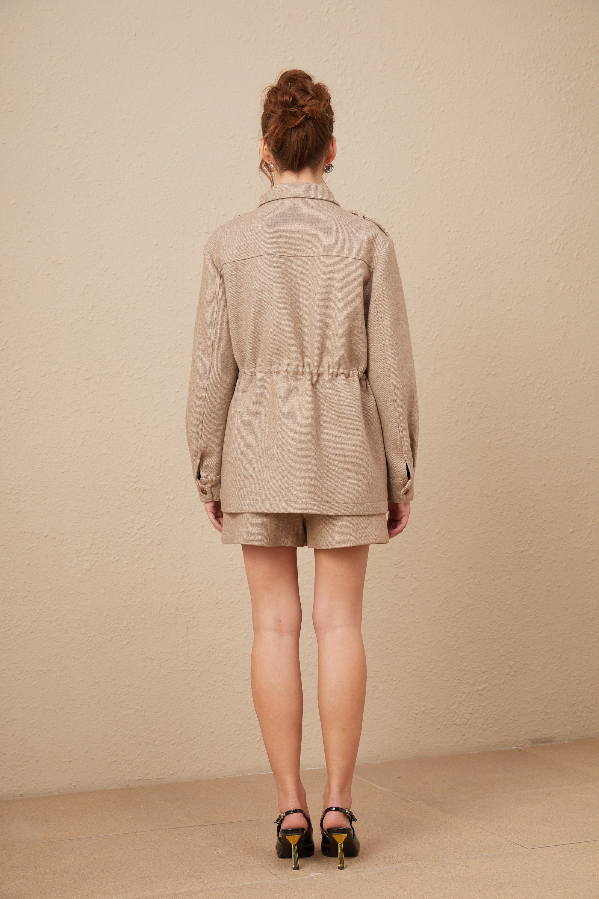 Clarisse Haki Yün Twill Ceket ve Şort Takımı