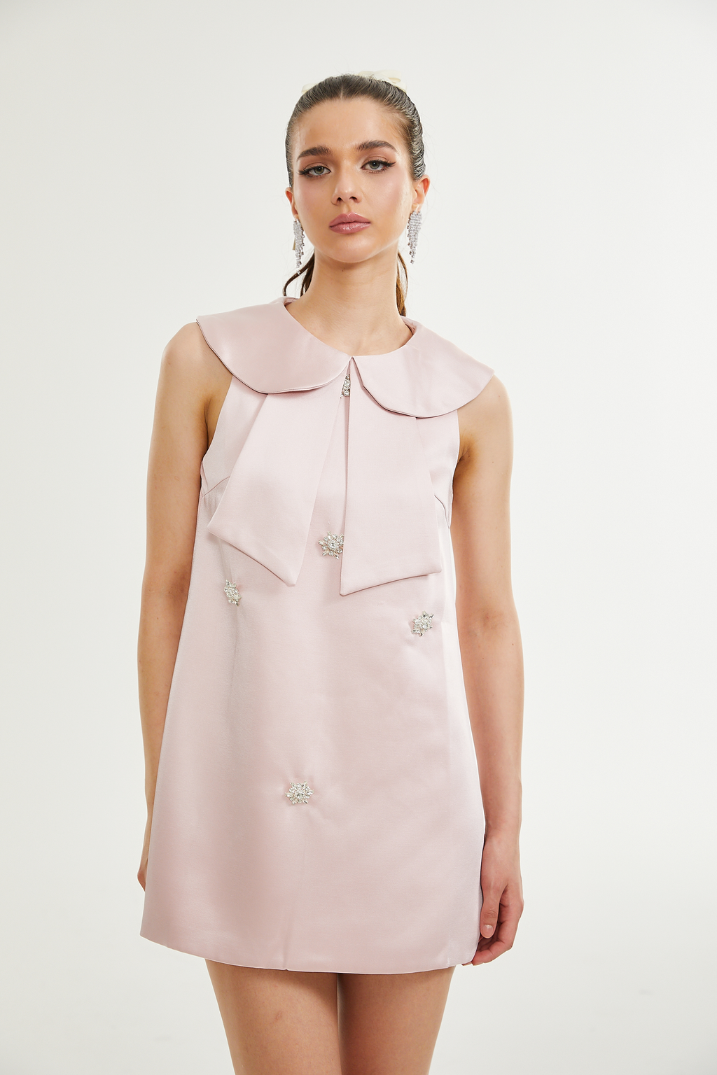 Catiana saten mini elbise