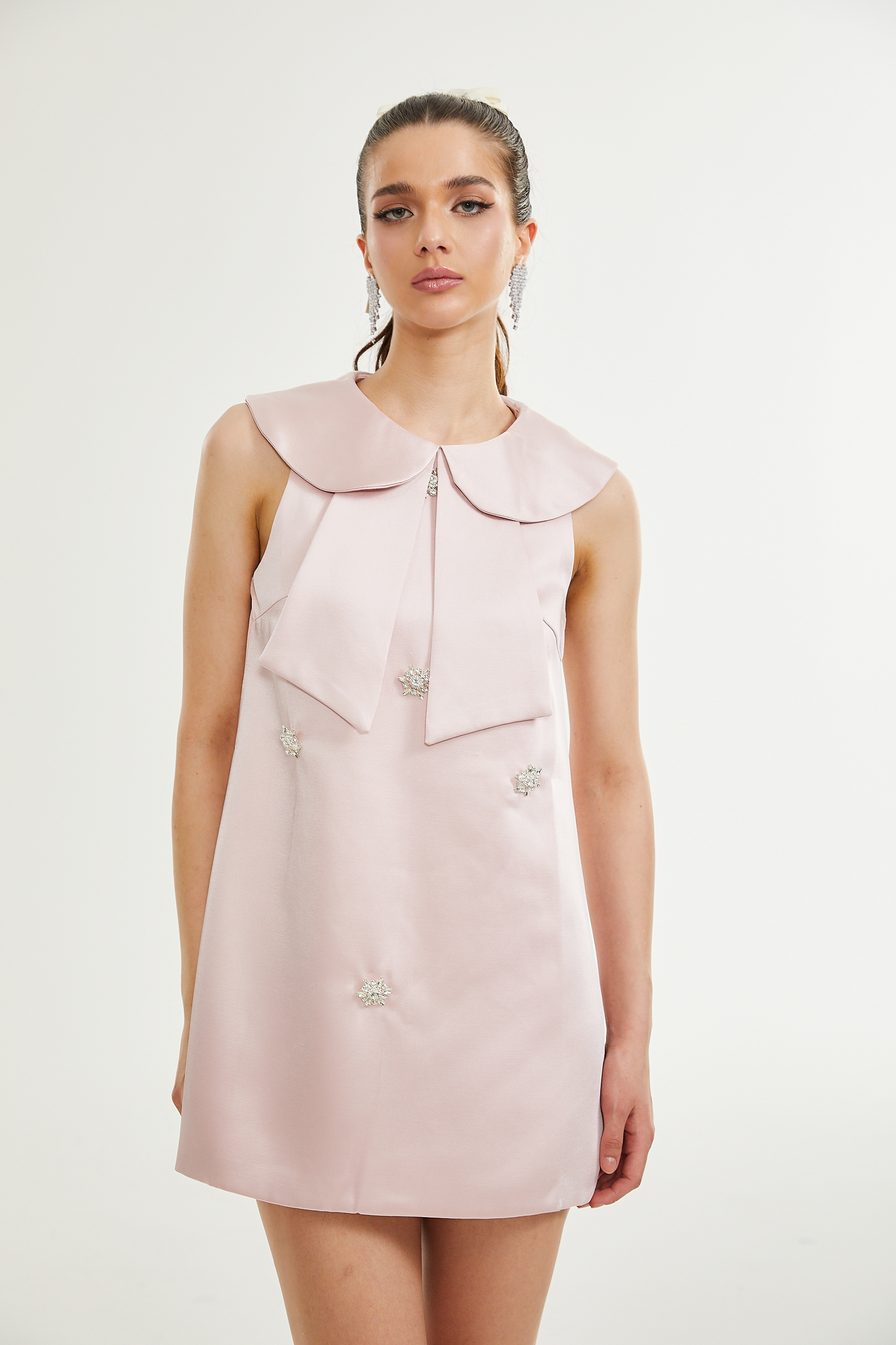 Catiana saten mini elbise