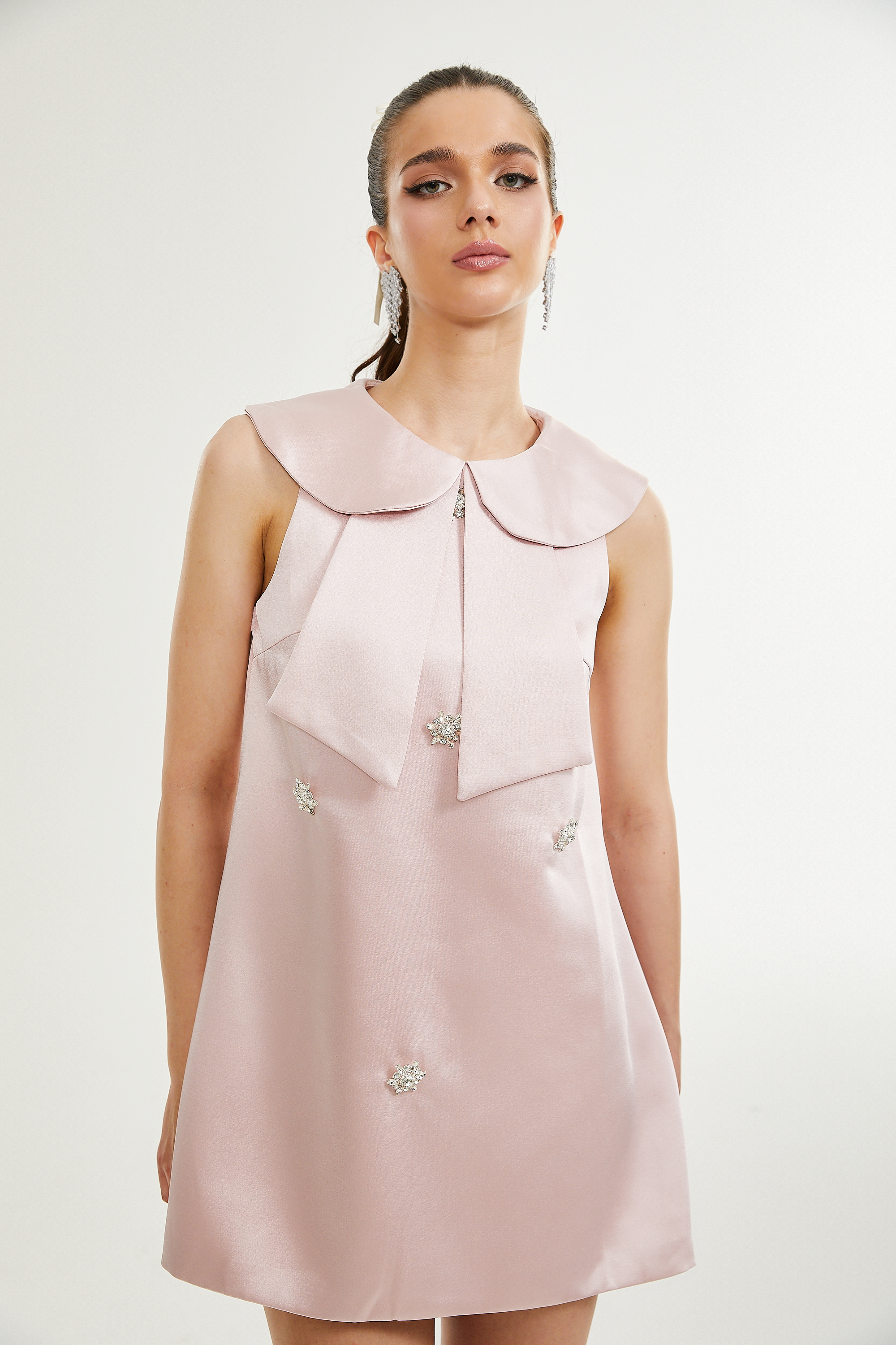 Catiana saten mini elbise