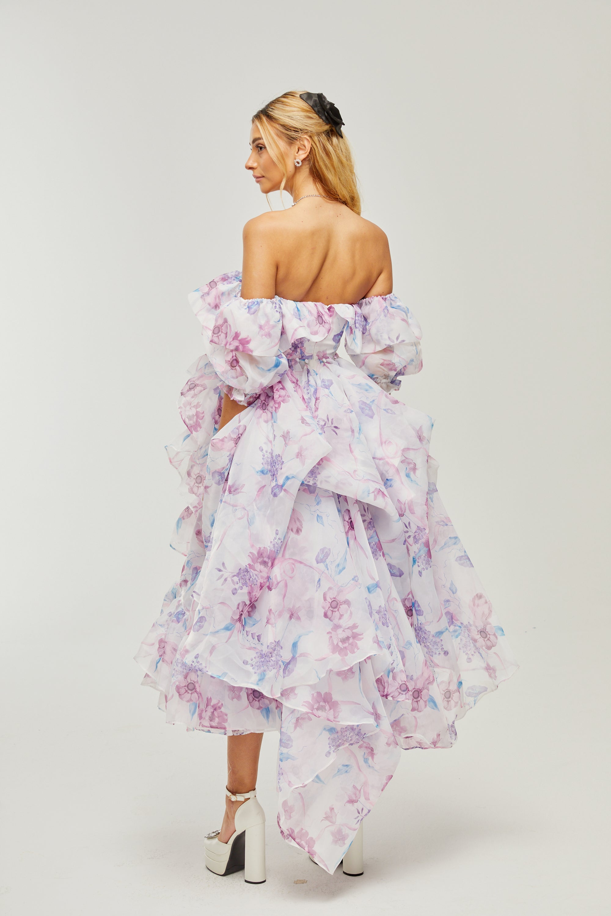 Béatrice pile midi elbise