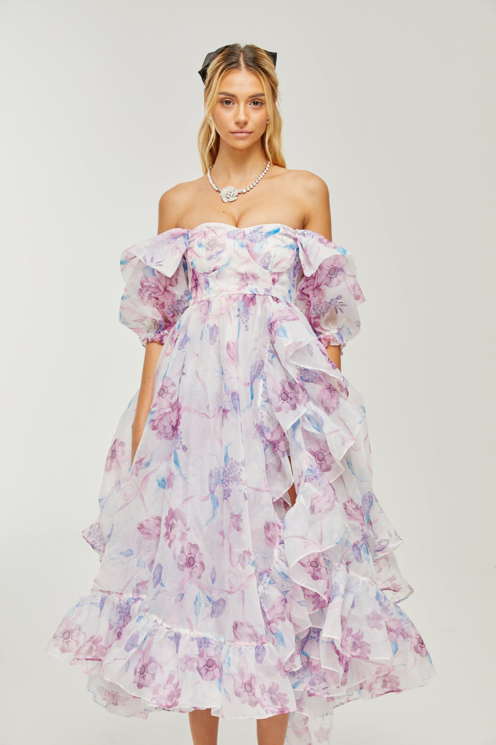 Béatrice pile midi elbise