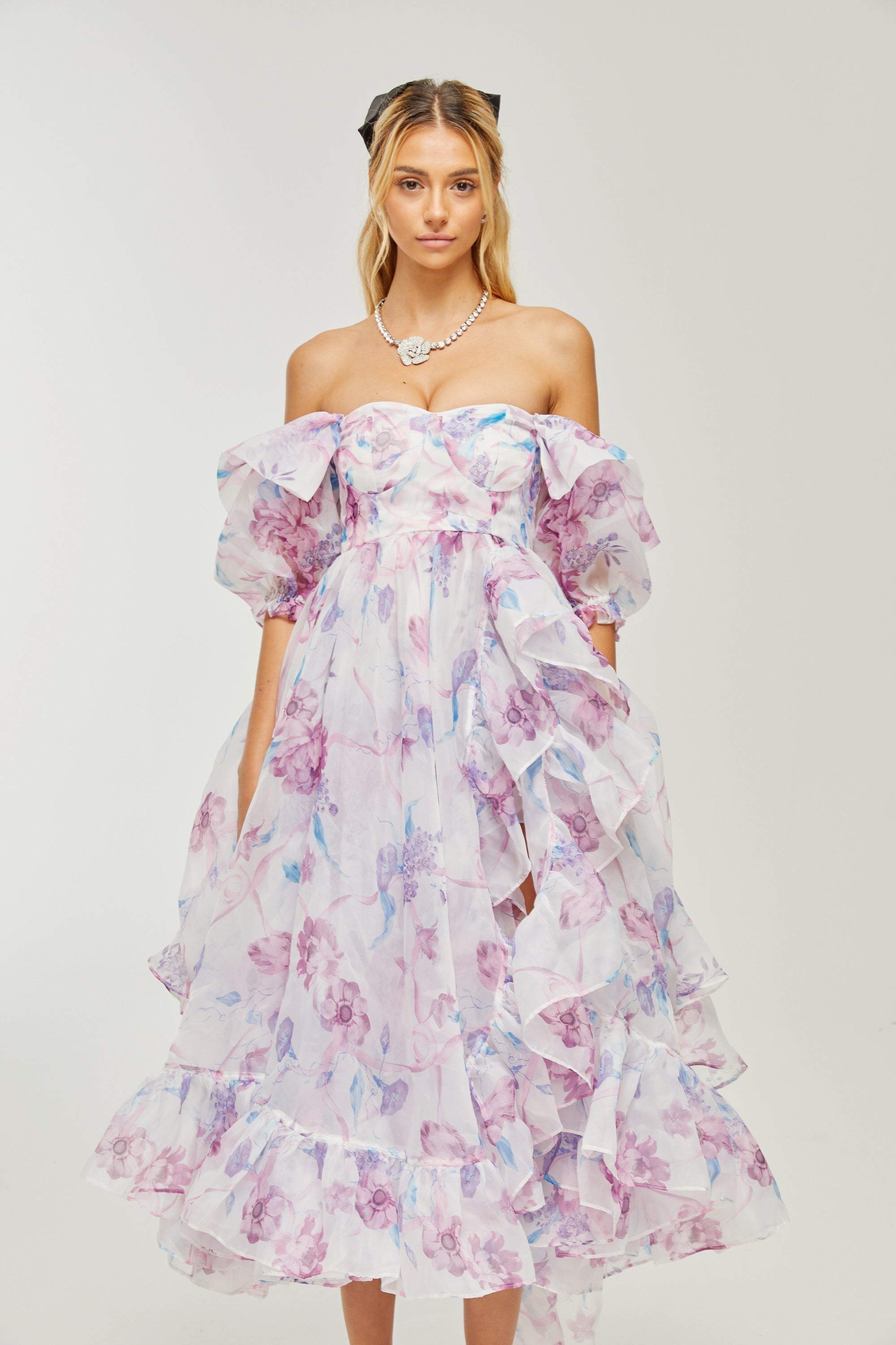 Béatrice pile midi elbise