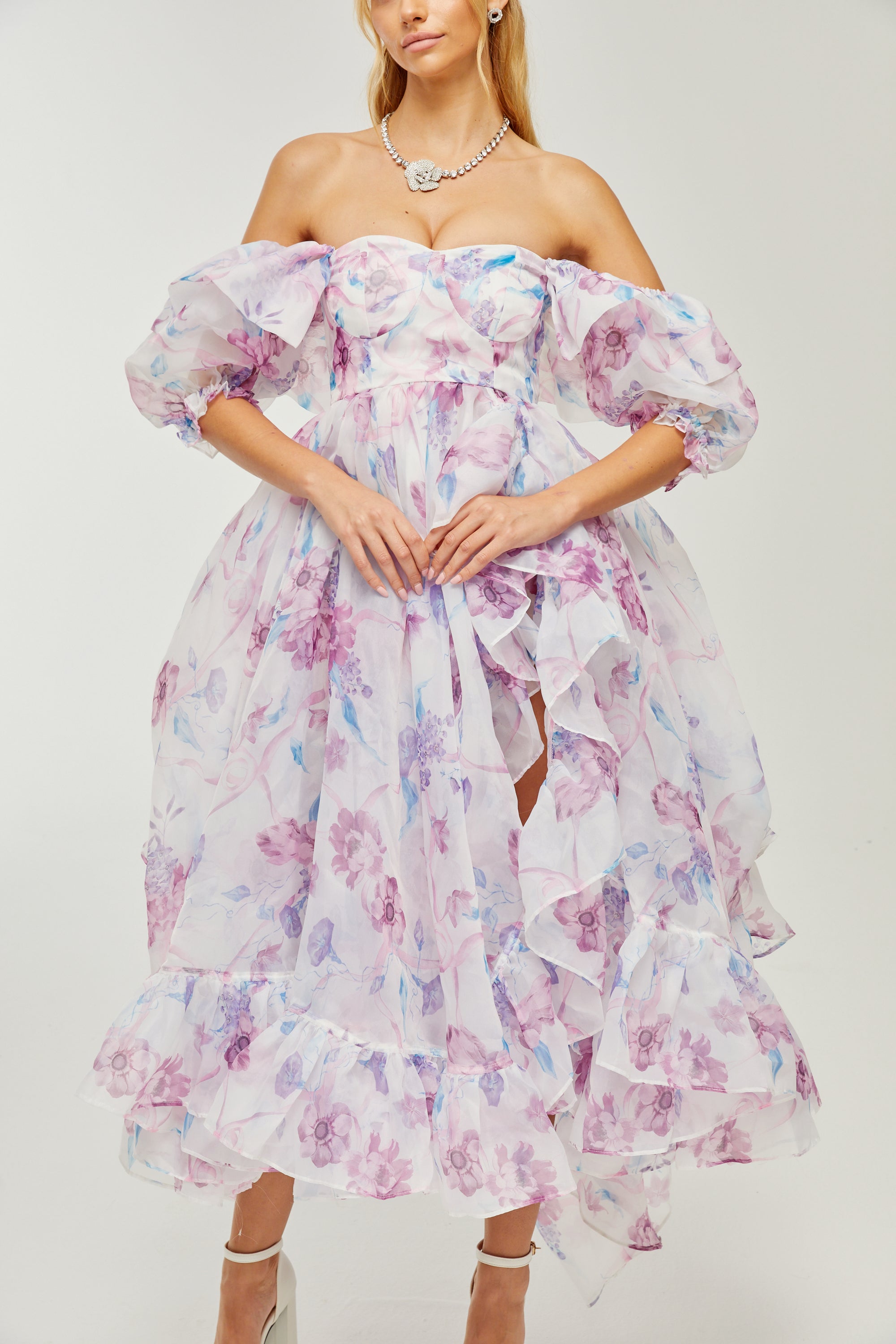 Béatrice pile midi elbise