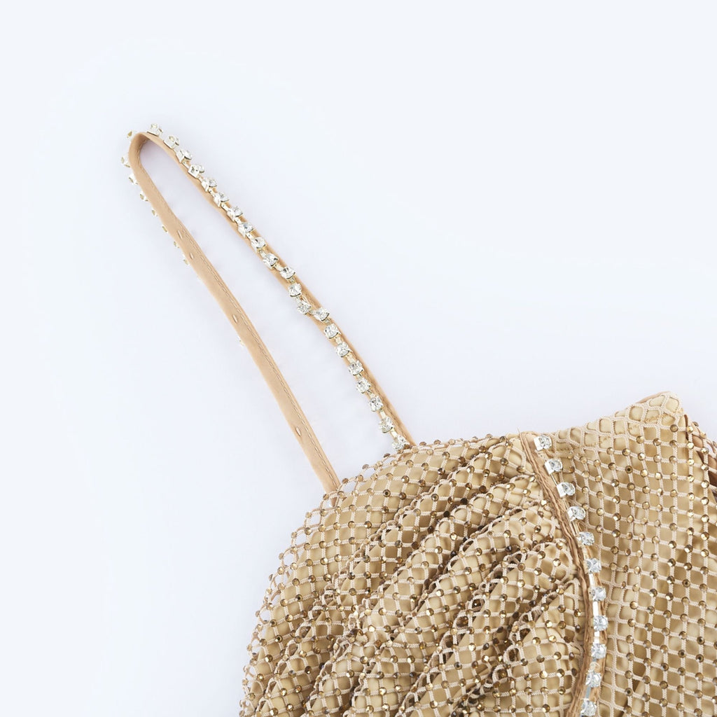 Delphine kristal midi elbise