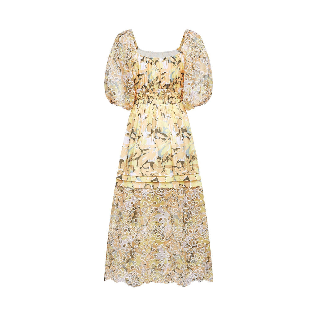 Clémence dekolte midi elbise