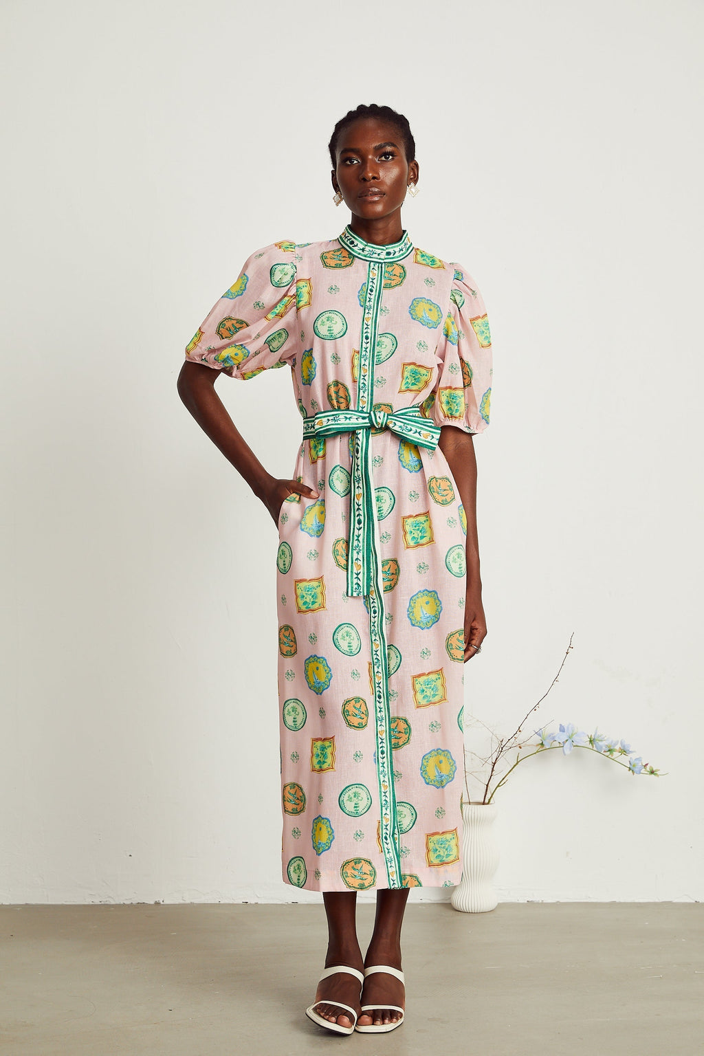 Bérengère desen midi elbise