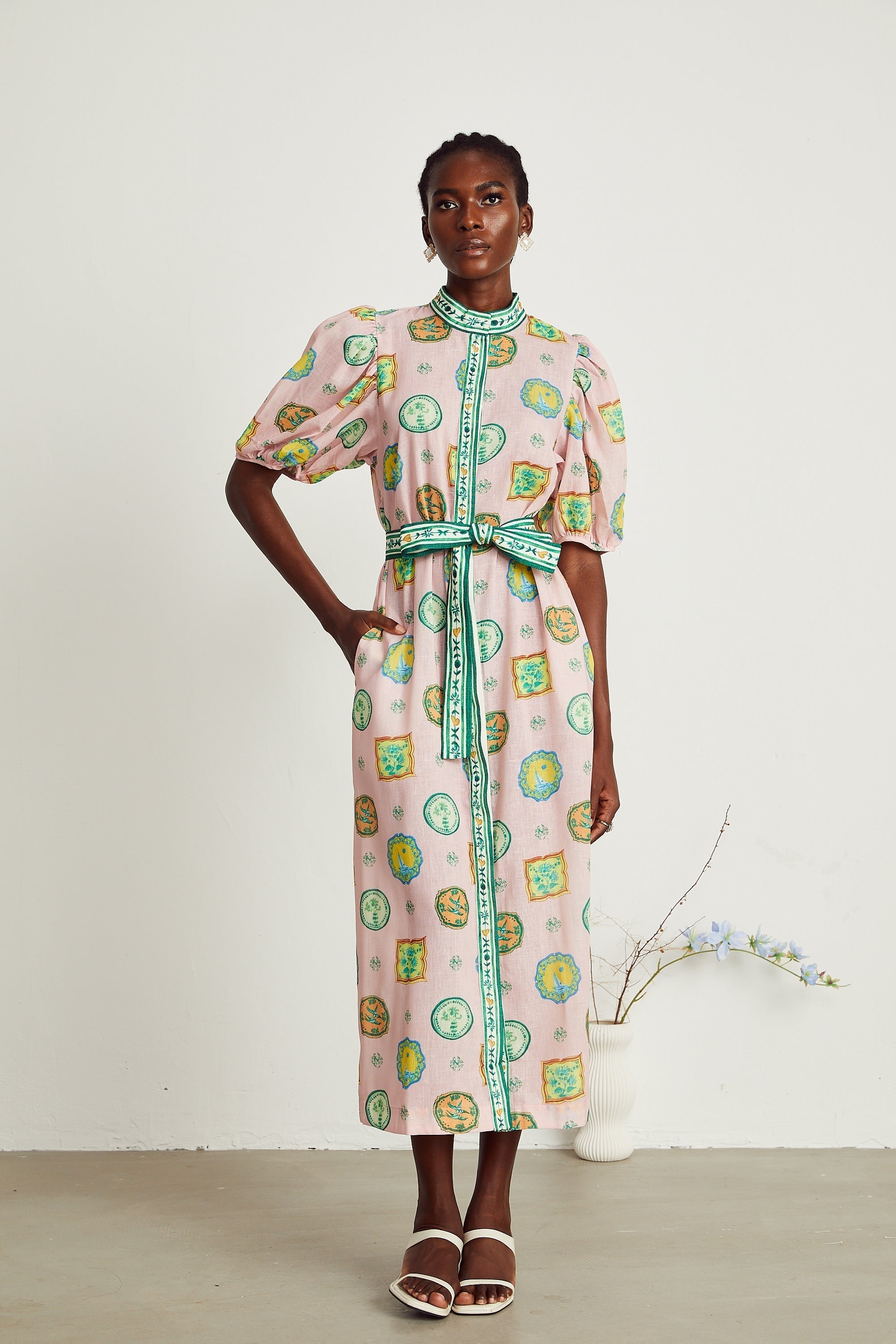 Bérengère desen midi elbise